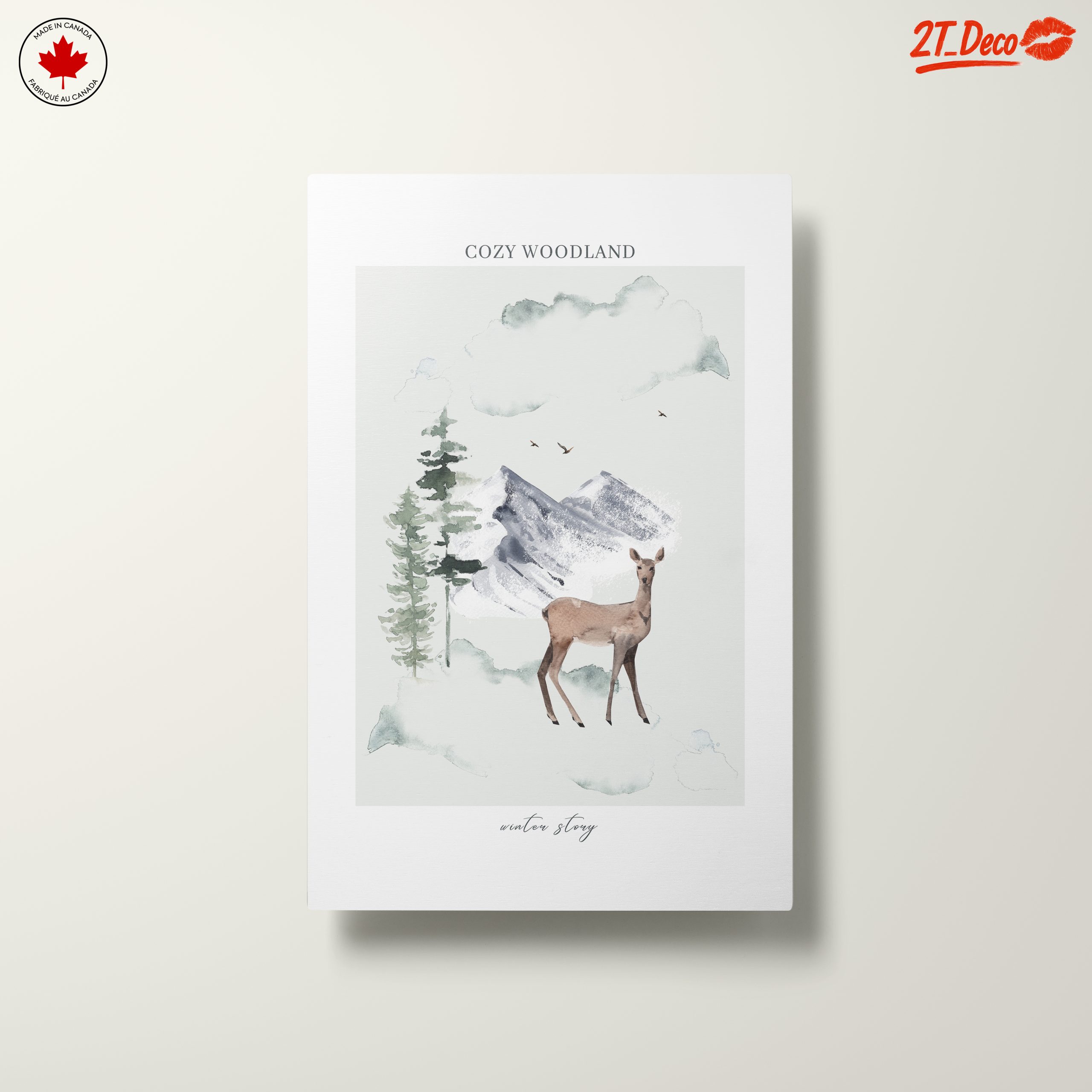Cozy Woodland Scene with Deer - Image 10