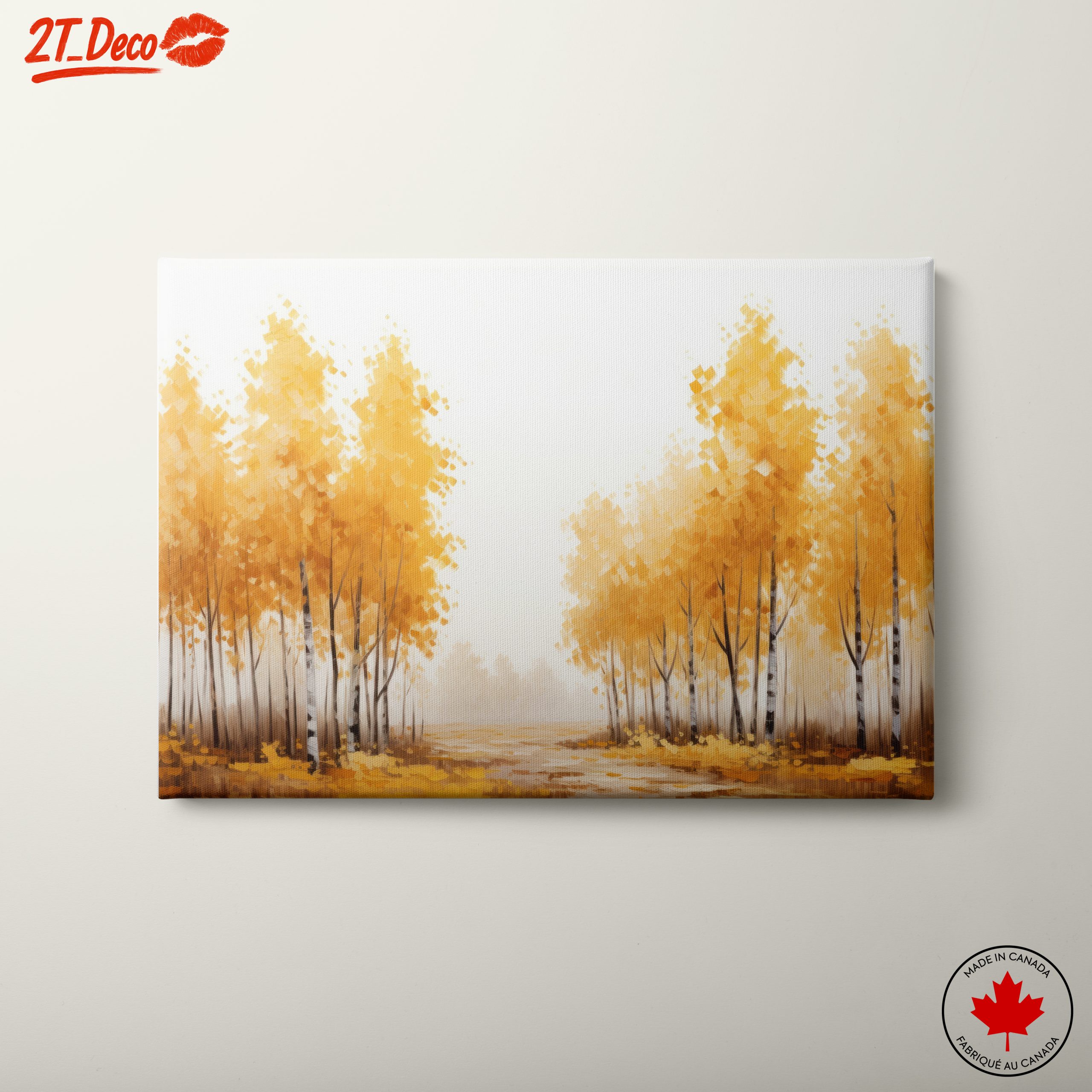 Vibrant Autumn Birch Trees Landscape Art