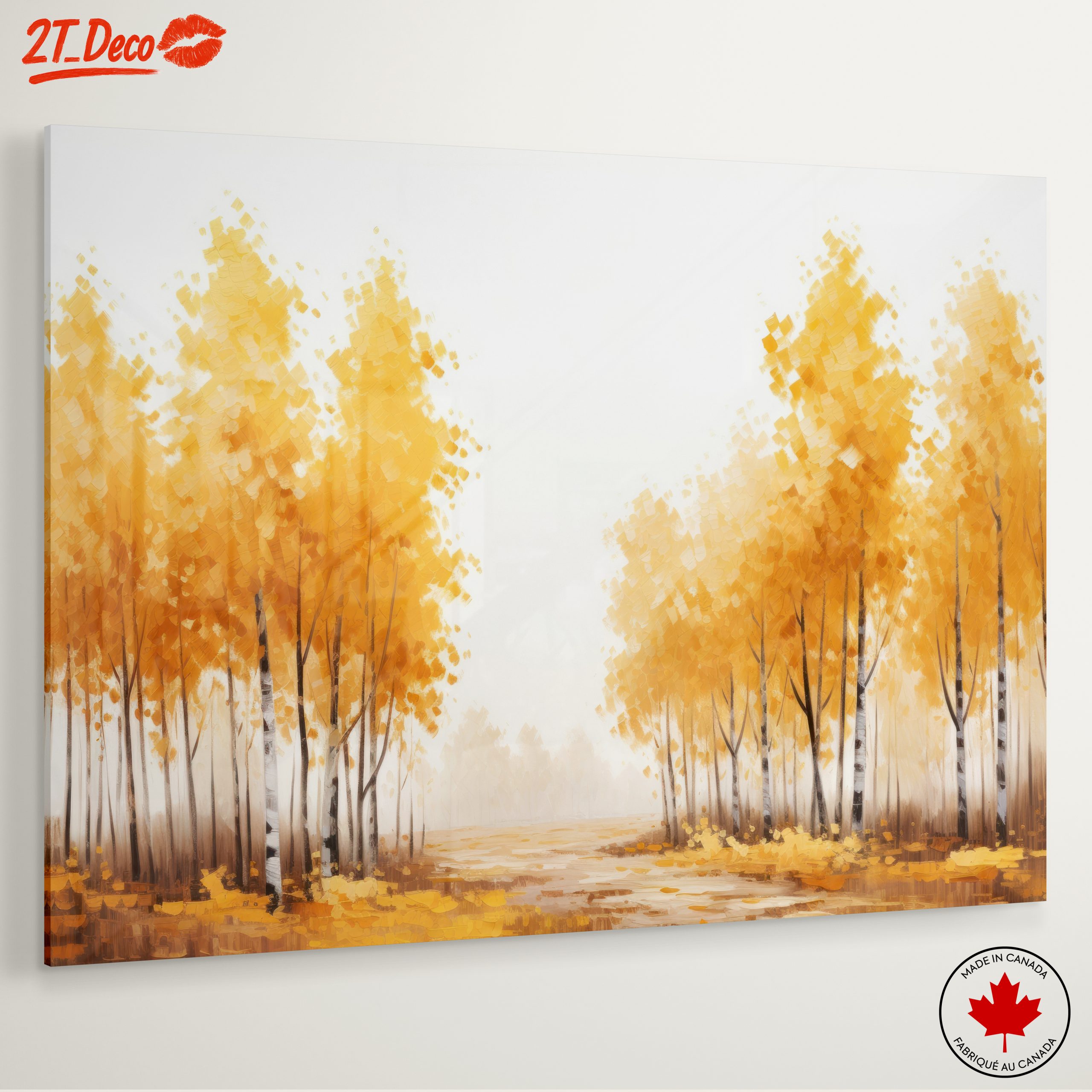 Vibrant Autumn Birch Trees Landscape Art - Image 6