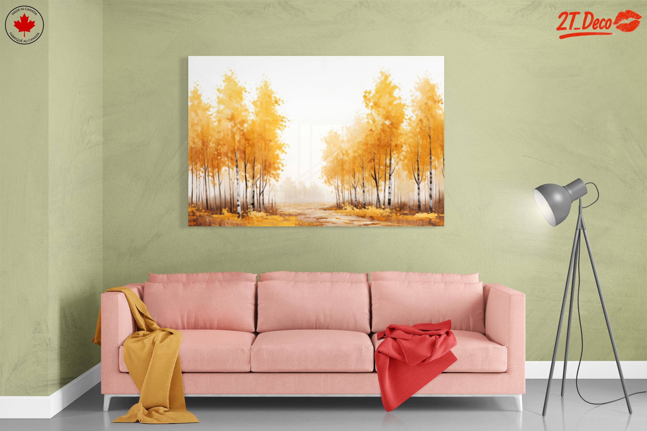 Vibrant Autumn Birch Trees Landscape Art - Image 7