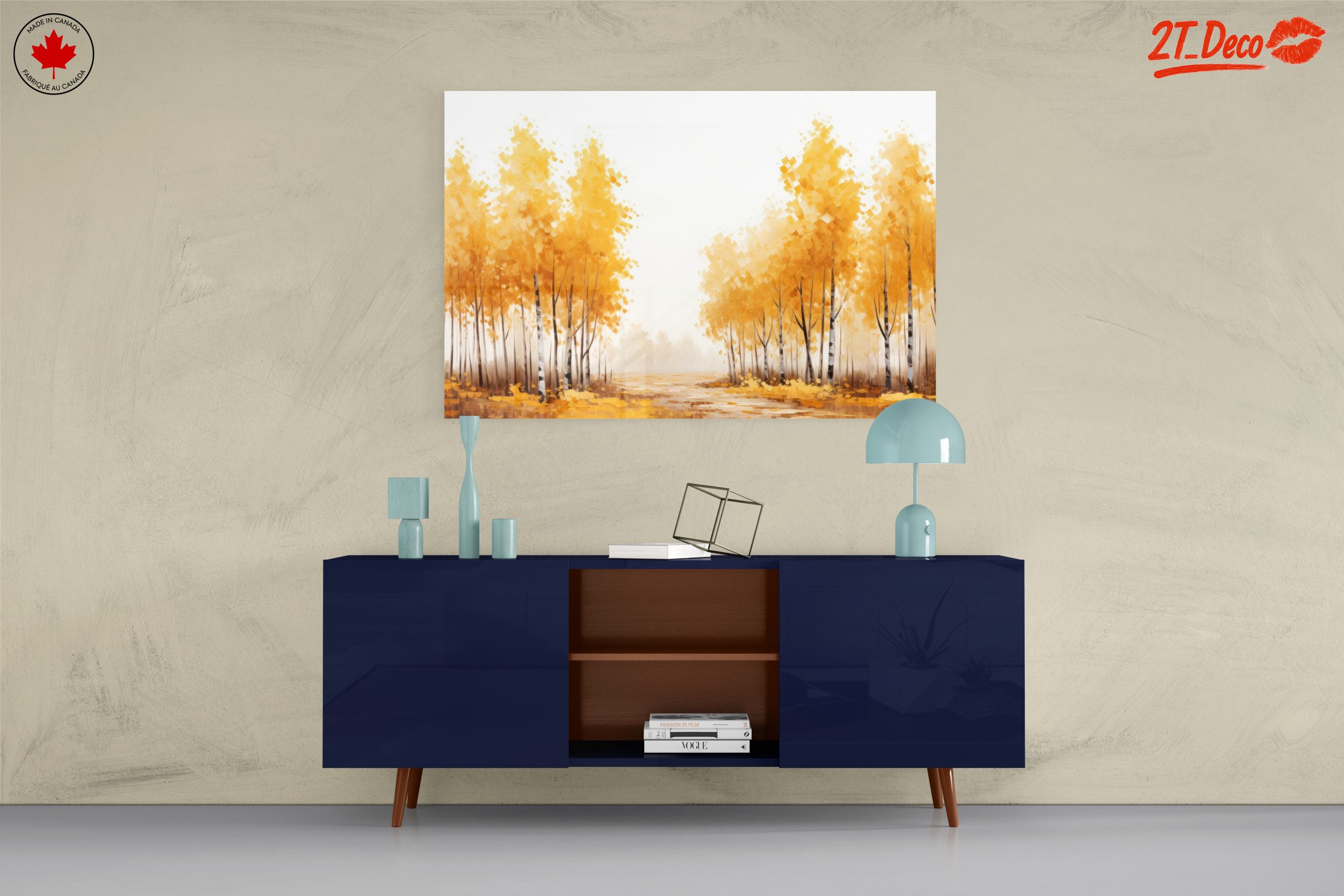 Vibrant Autumn Birch Trees Landscape Art - Image 8