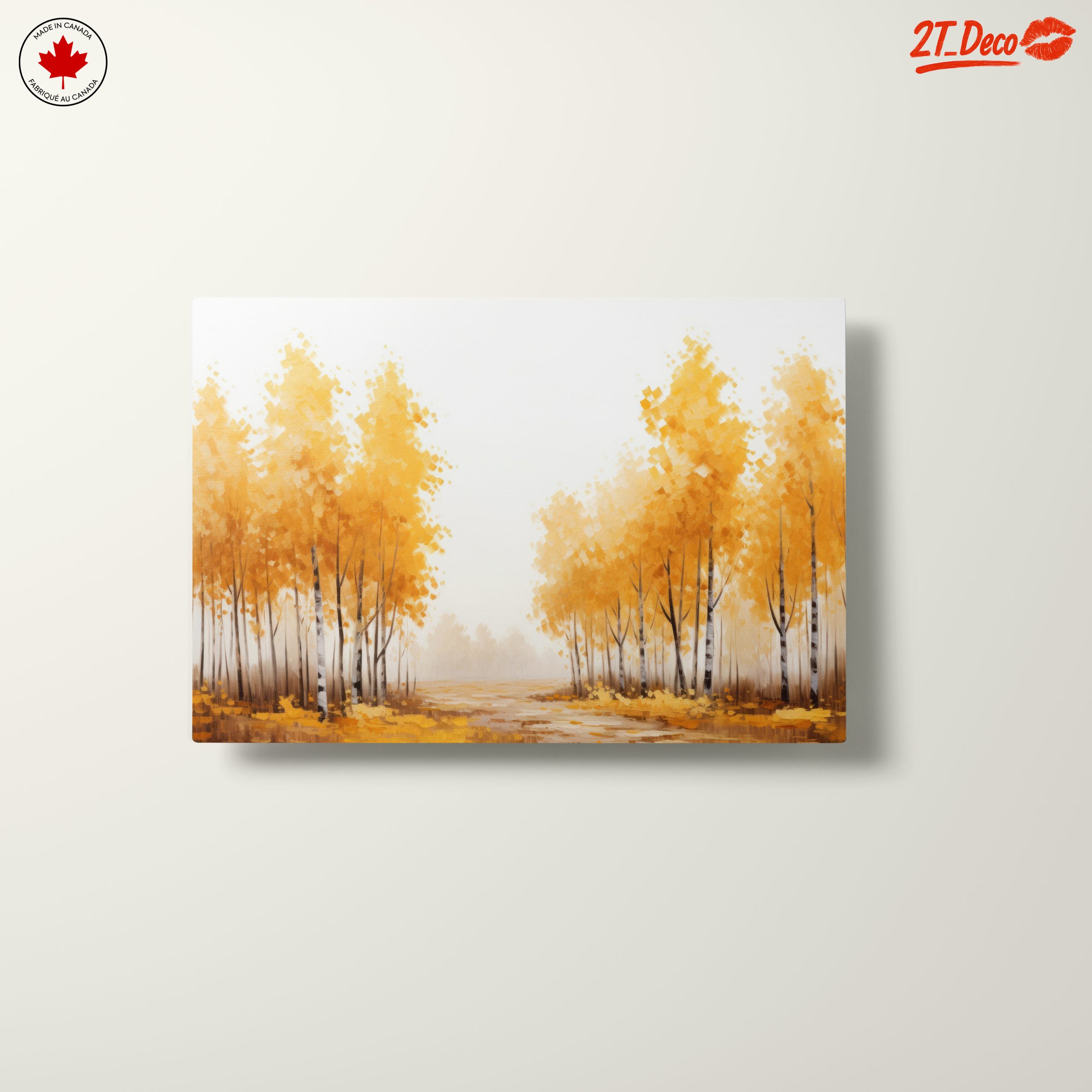 Vibrant Autumn Birch Trees Landscape Art - Image 10