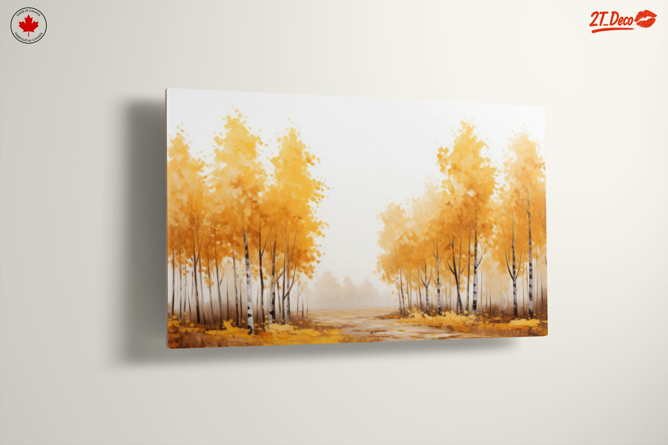 Vibrant Autumn Birch Trees Landscape Art - Image 13