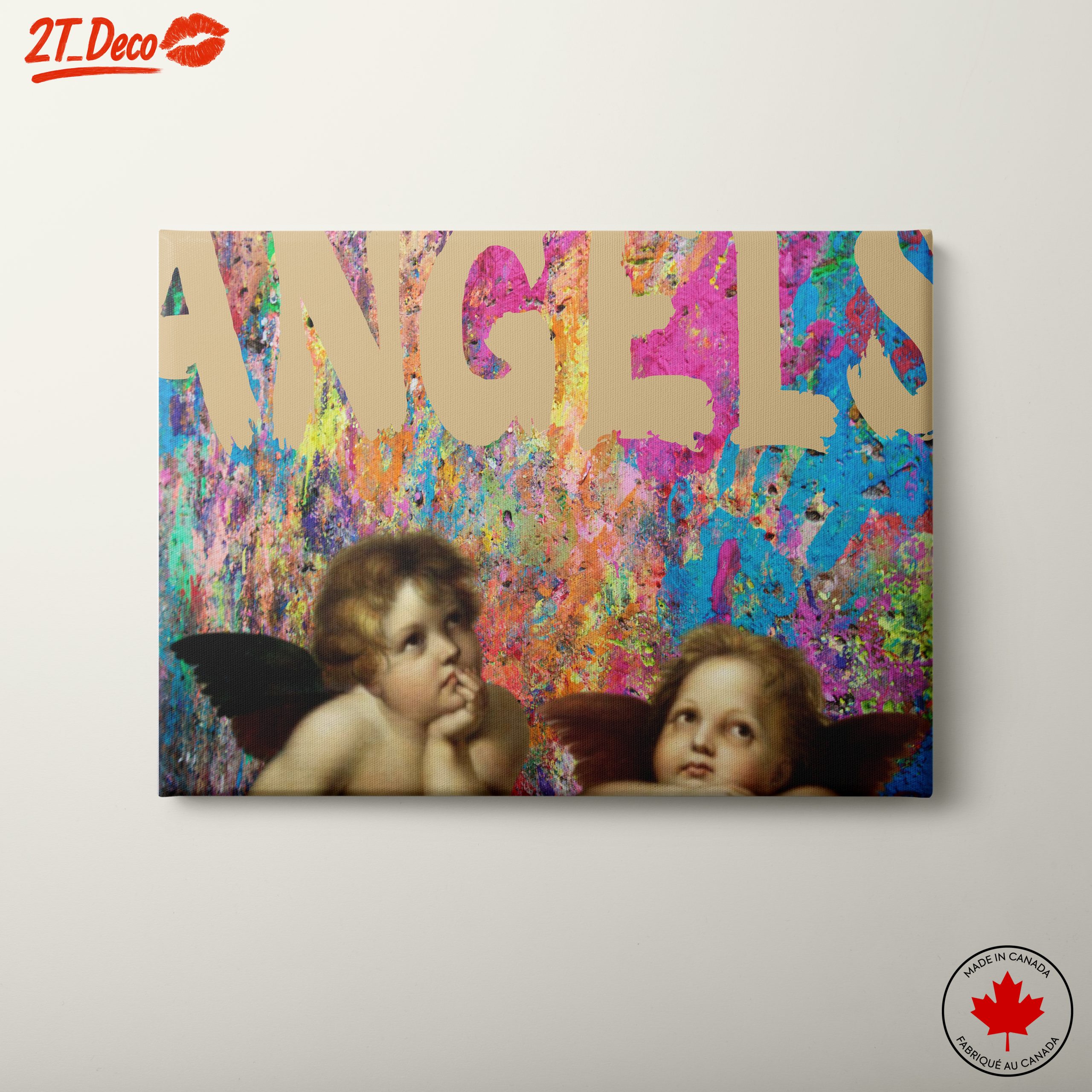 Cherubic Angels on Vibrant Abstract Background