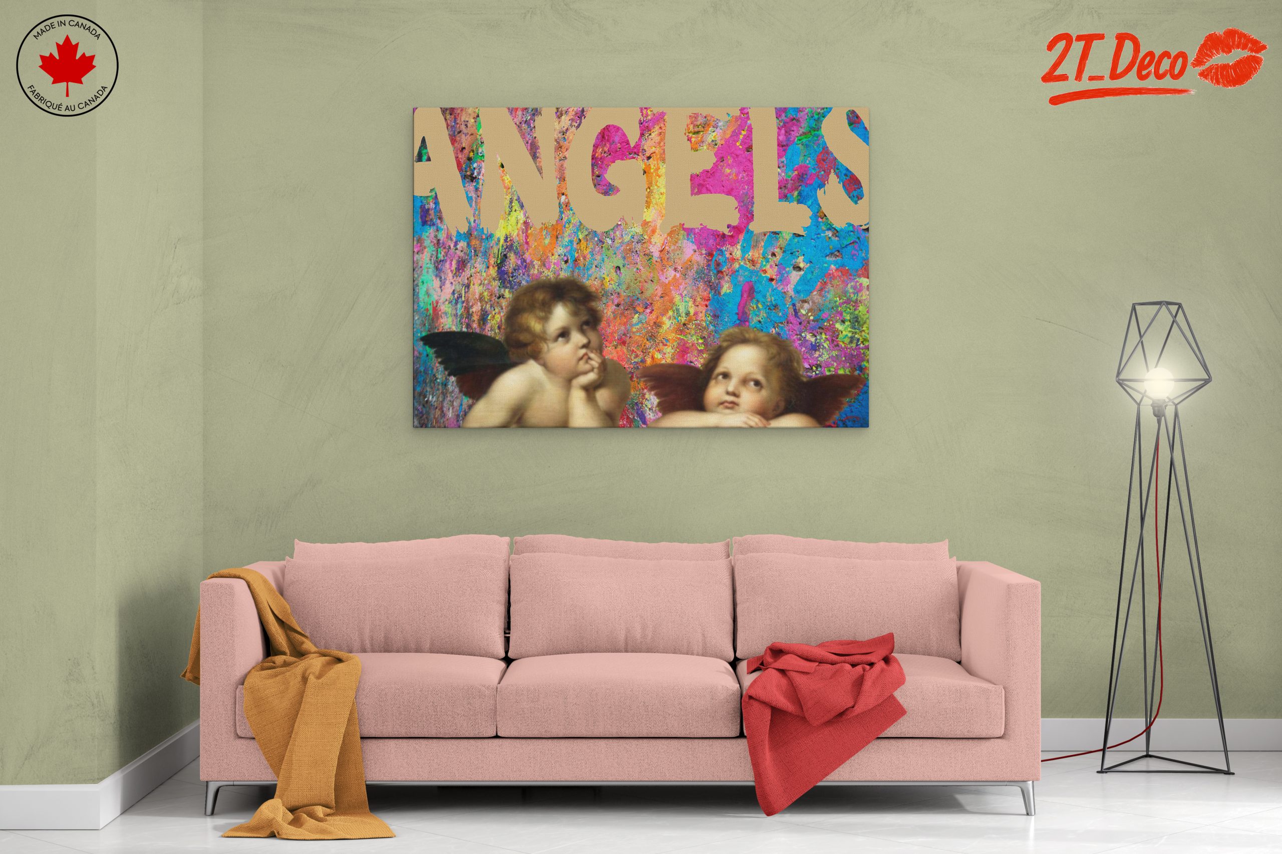 Cherubic Angels on Vibrant Abstract Background - Image 2