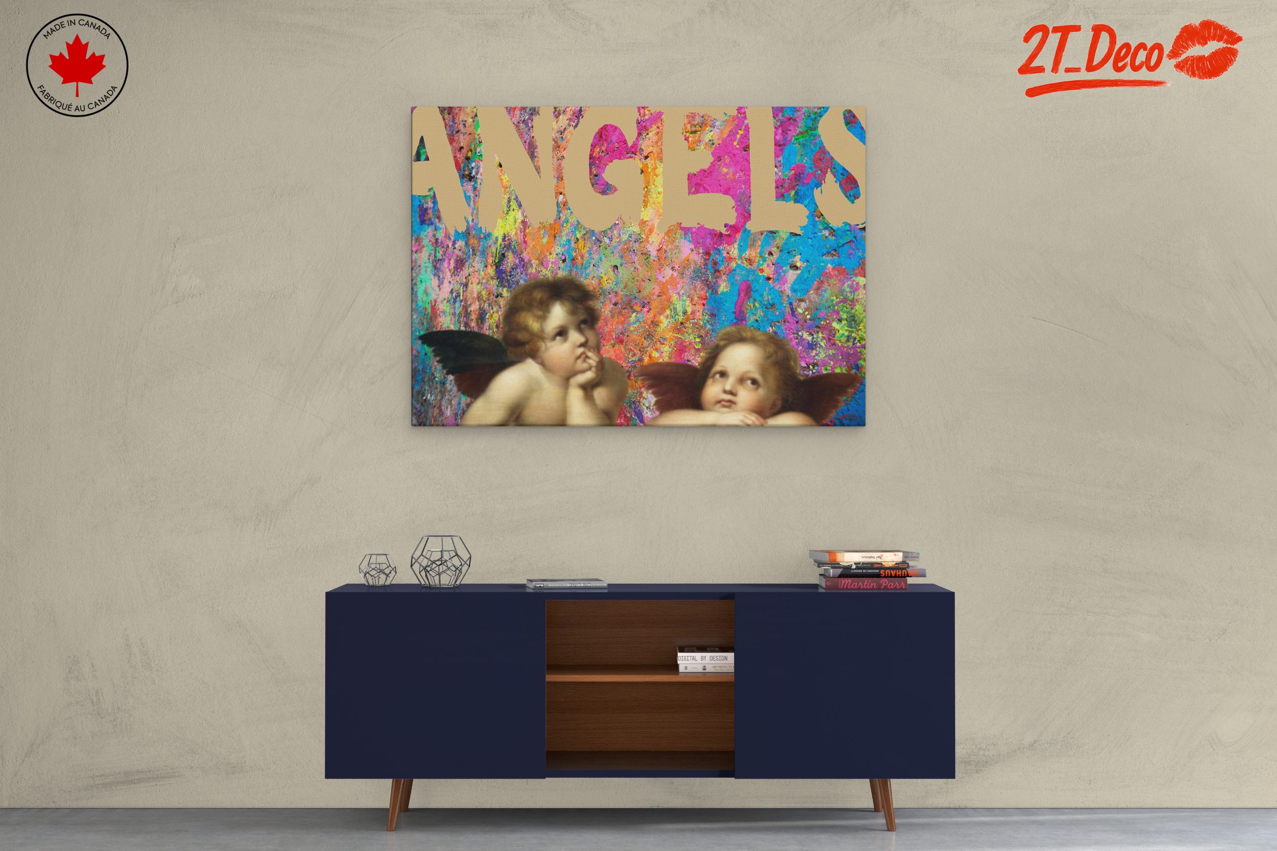 Cherubic Angels on Vibrant Abstract Background - Image 3