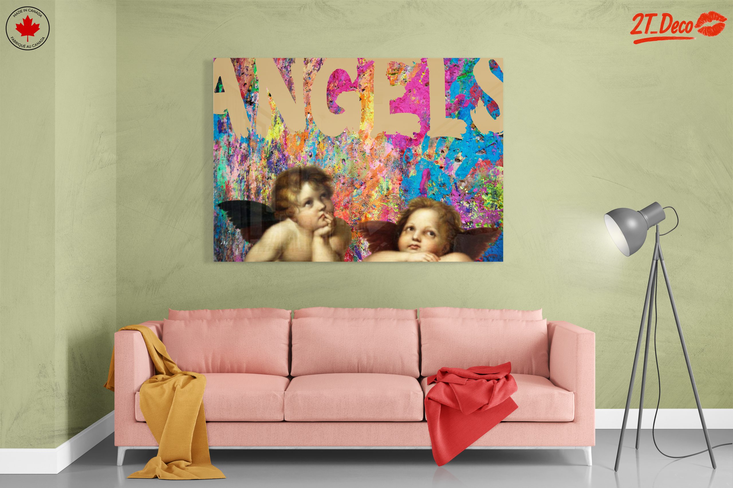 Cherubic Angels on Vibrant Abstract Background - Image 7