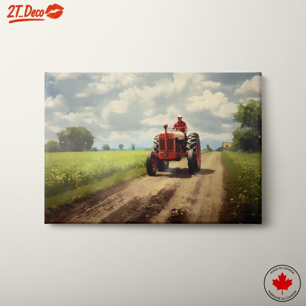 Tractor in a Scenic Agricultural Landscape