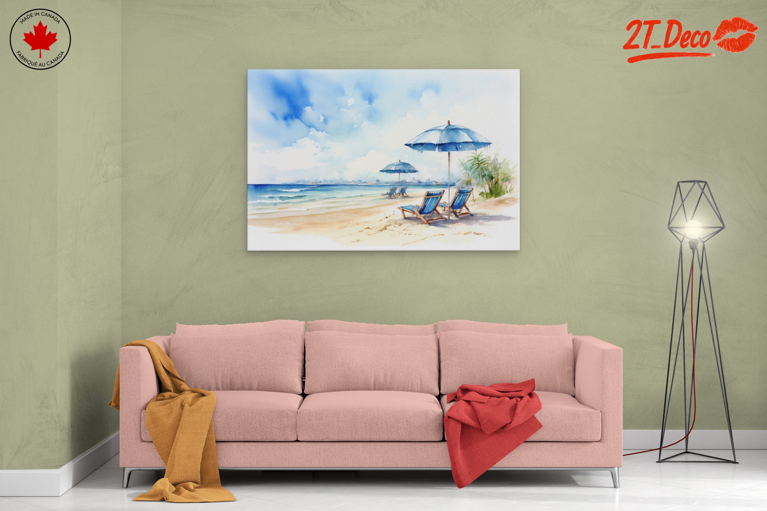 Serene Beach Scene with Umbrellas - Image 2