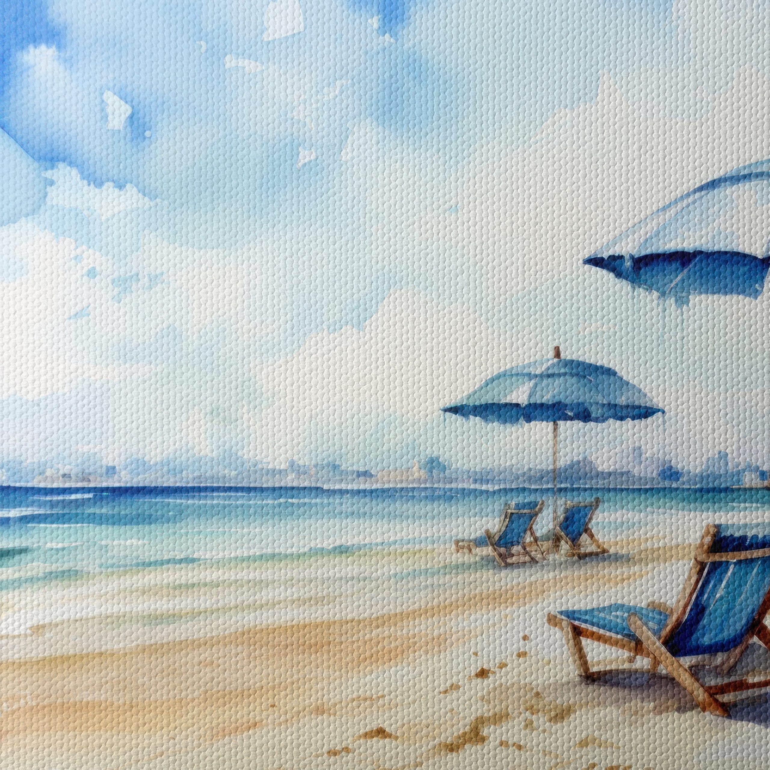 Serene Beach Scene with Umbrellas - Image 4