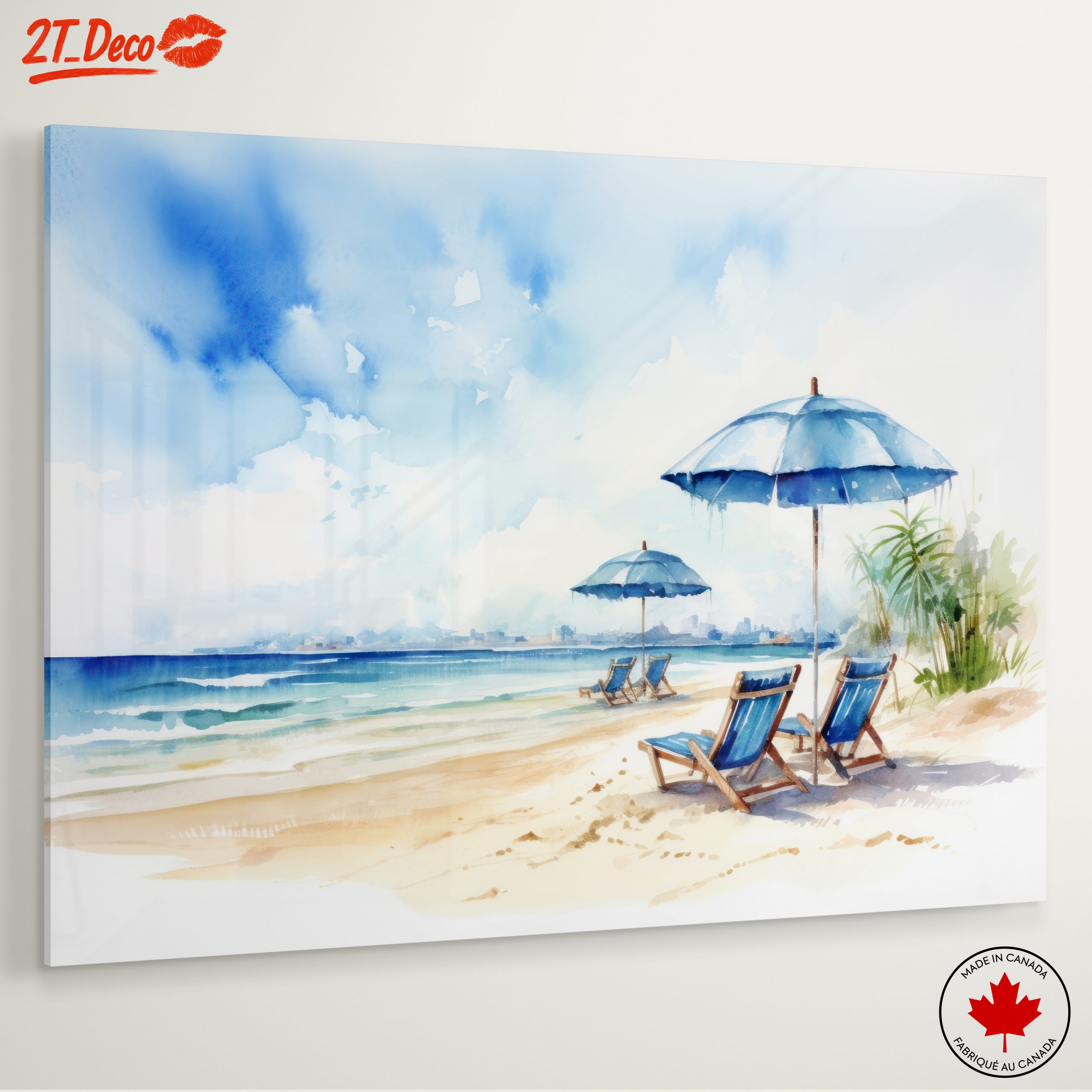 Serene Beach Scene with Umbrellas - Image 6
