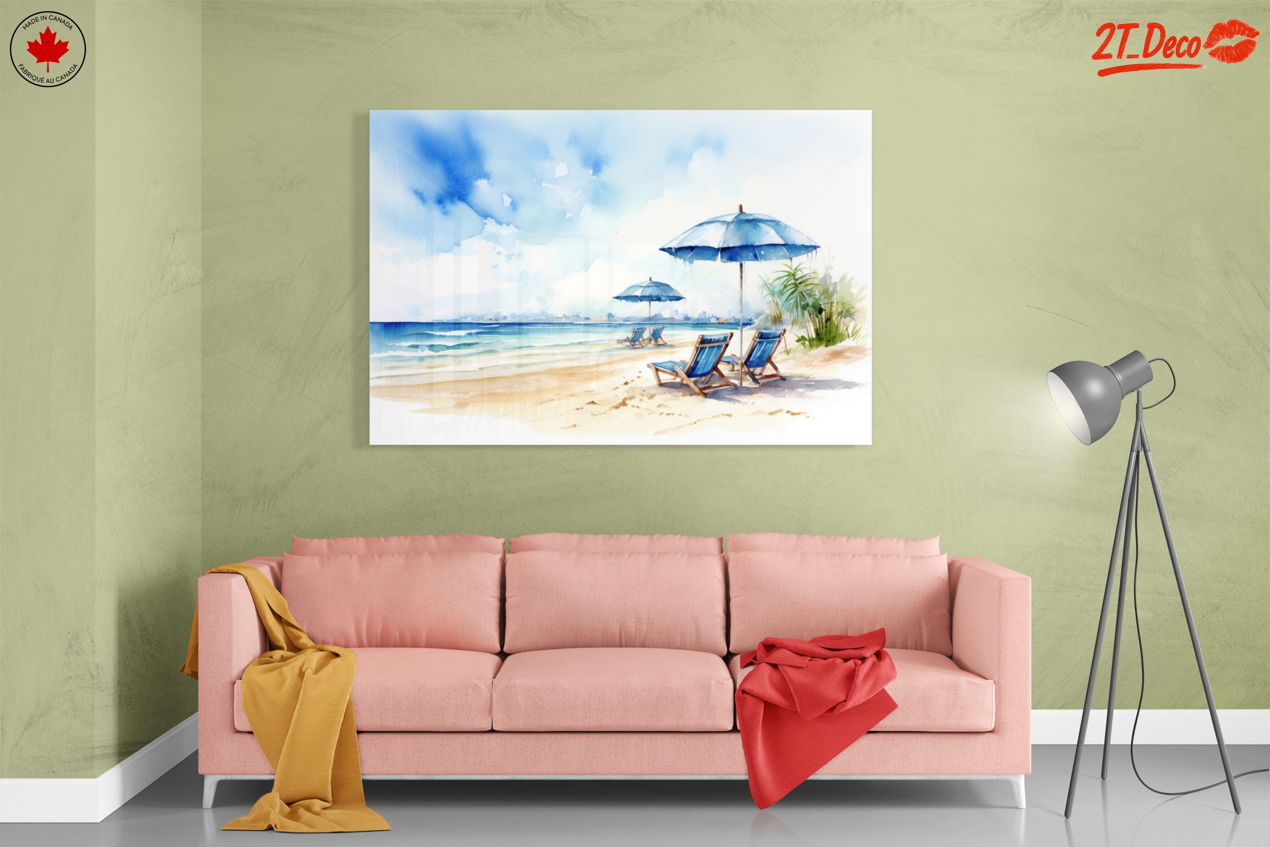 Serene Beach Scene with Umbrellas - Image 7