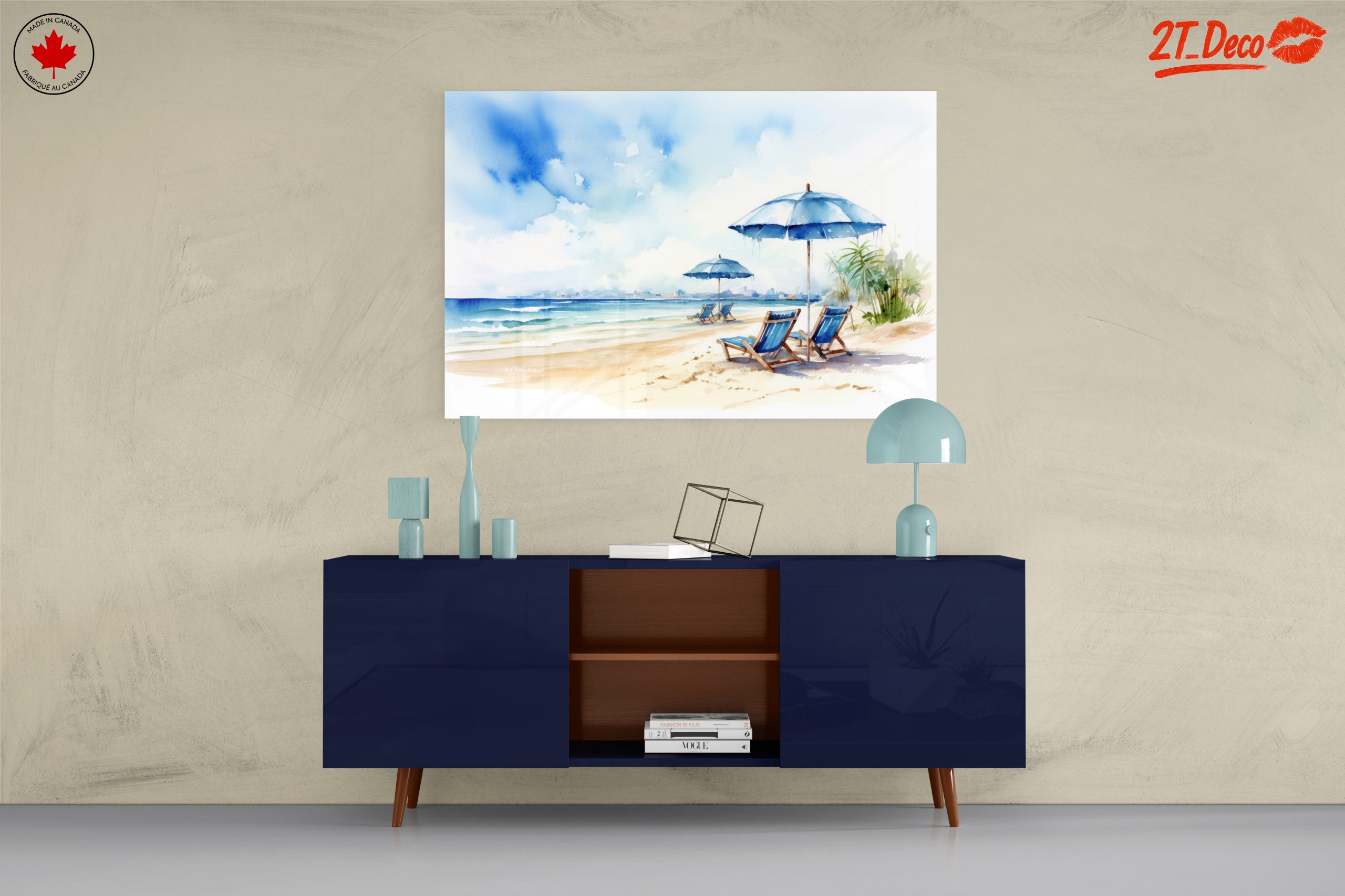 Serene Beach Scene with Umbrellas - Image 8
