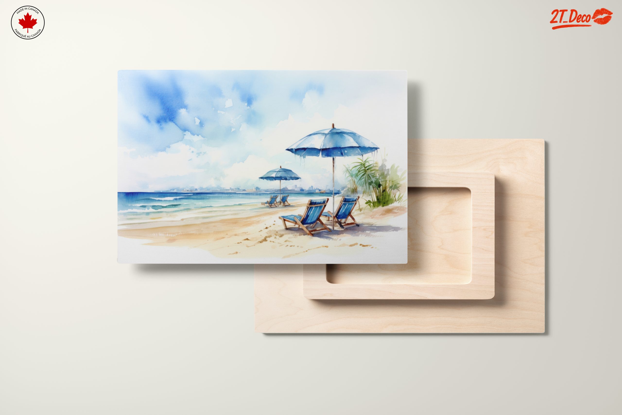 Serene Beach Scene with Umbrellas - Image 11