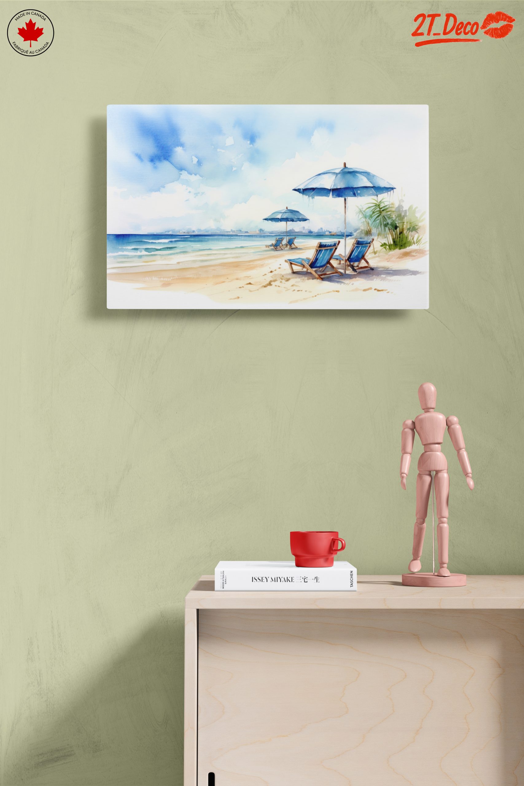 Serene Beach Scene with Umbrellas - Image 14
