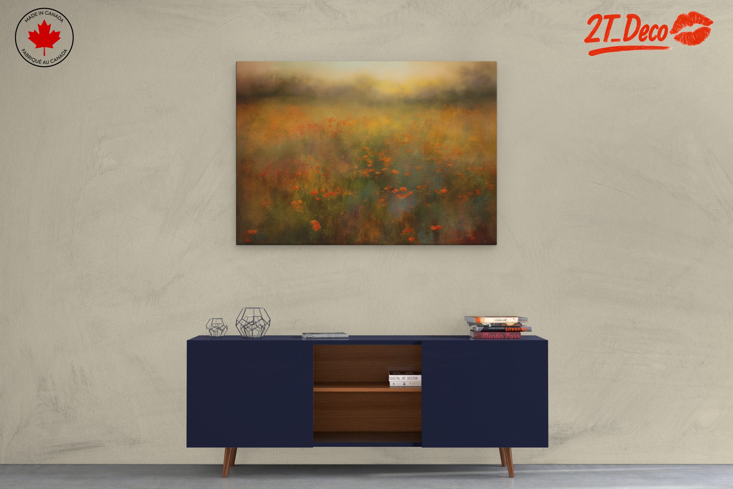Vibrant Abstract Landscape with Flowers - Image 3