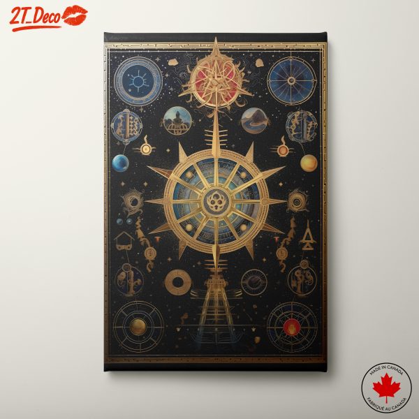 Celestial Navigation Artwork with Cosmic Elements