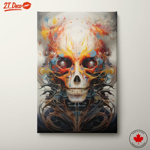 Vibrant Surreal Skull Art with Abstract Colors