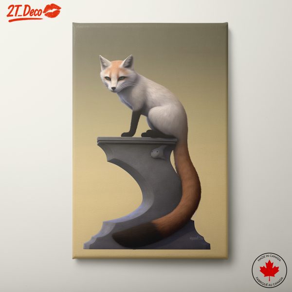 Stylized Fox Artwork on Stone