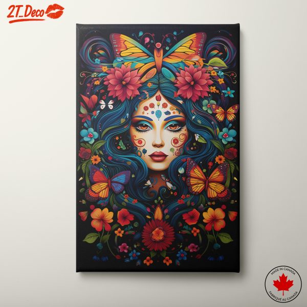 Colorful Cultural Portrait with Butterflies