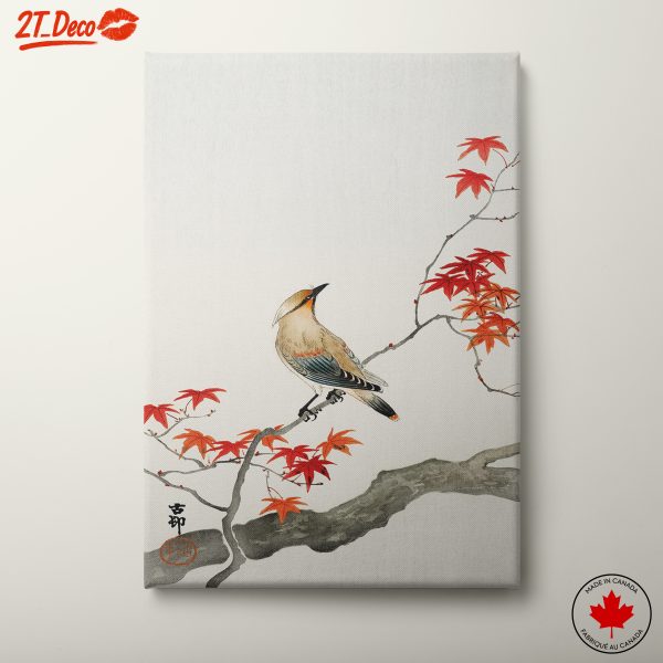 Elegant Bird on Colorful Maple Branch Art