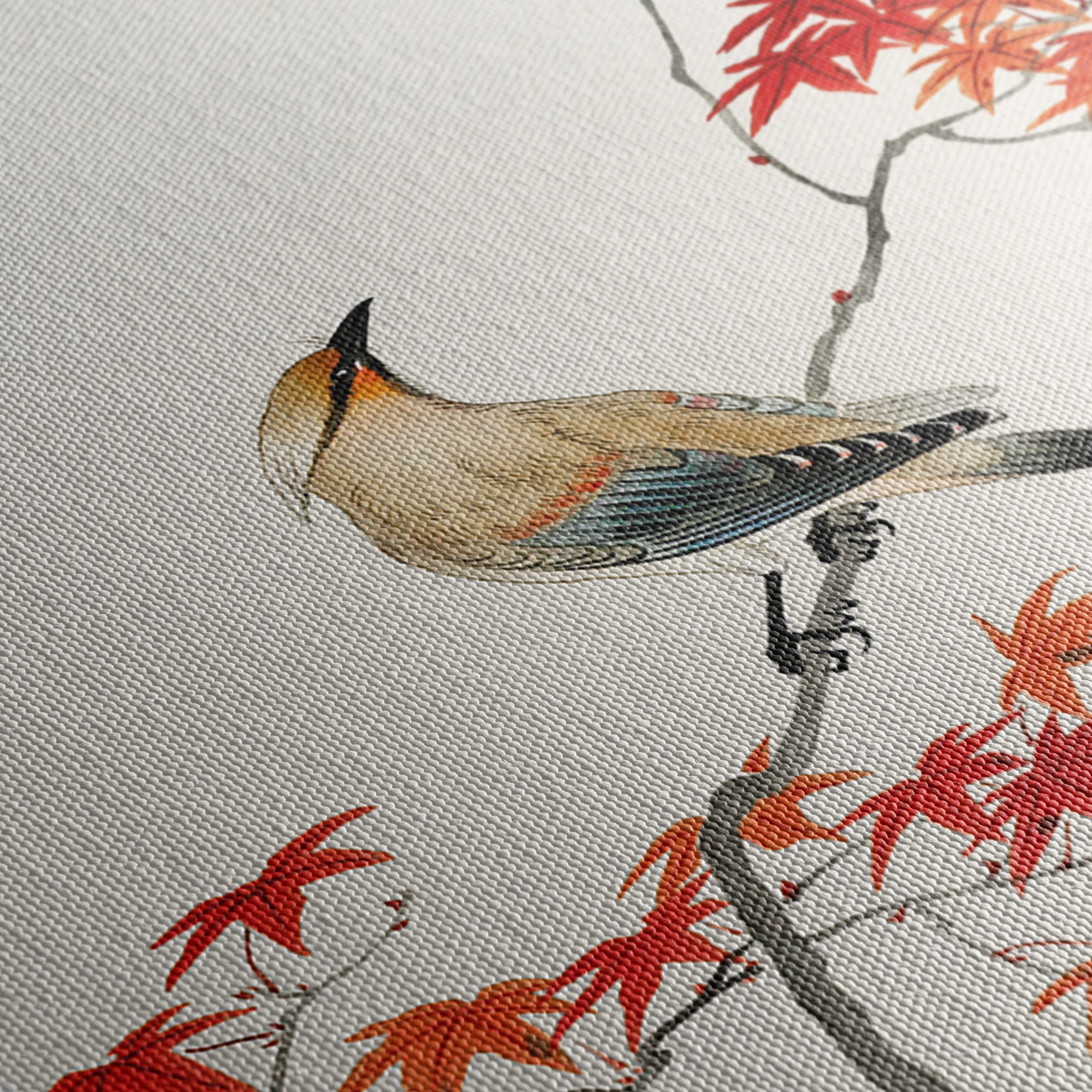 Elegant Bird on Colorful Maple Branch Art - Image 5