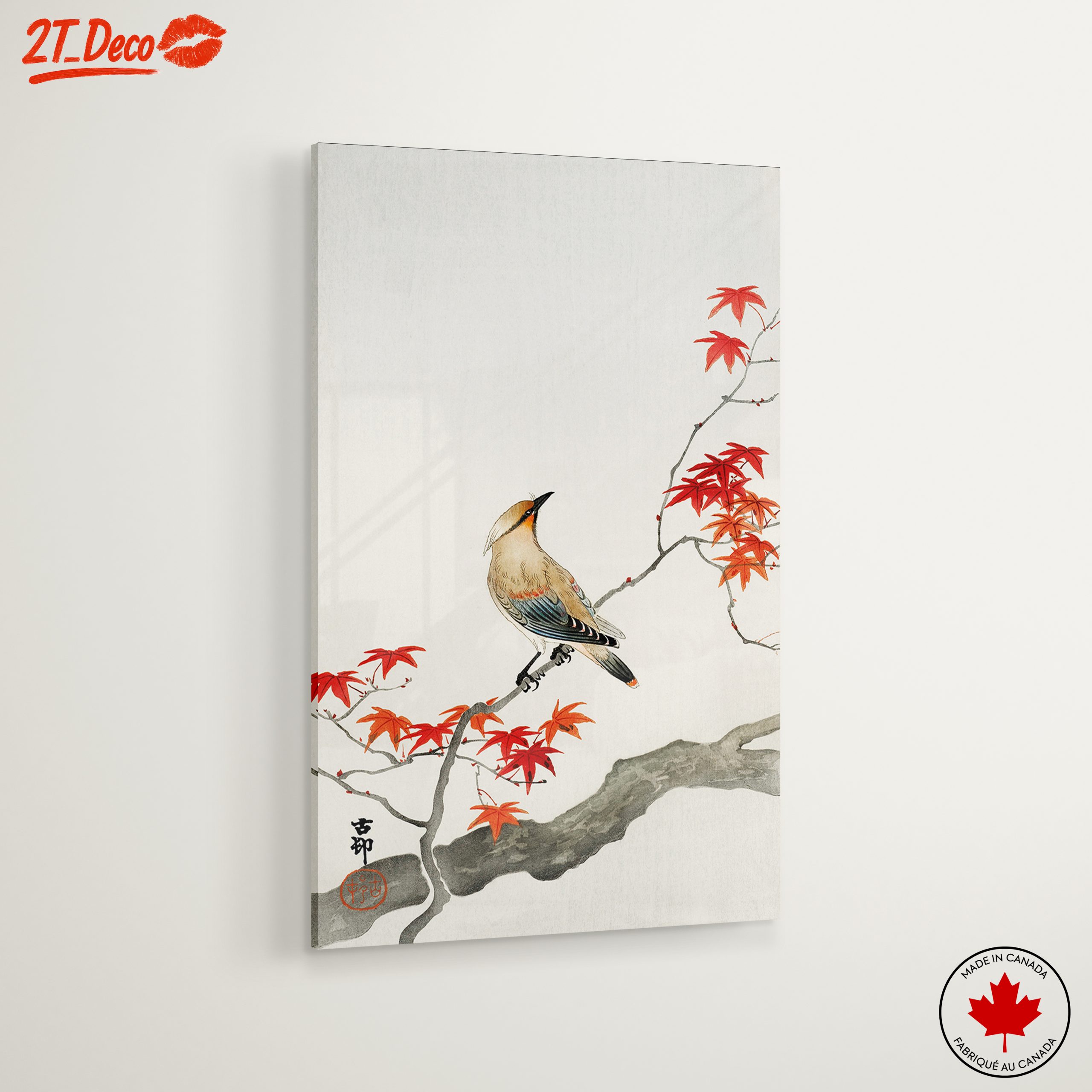 Elegant Bird on Colorful Maple Branch Art - Image 6