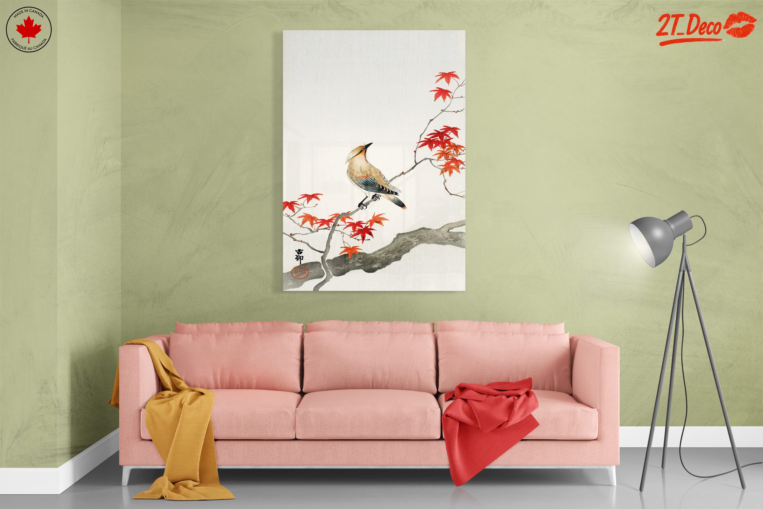 Elegant Bird on Colorful Maple Branch Art - Image 7