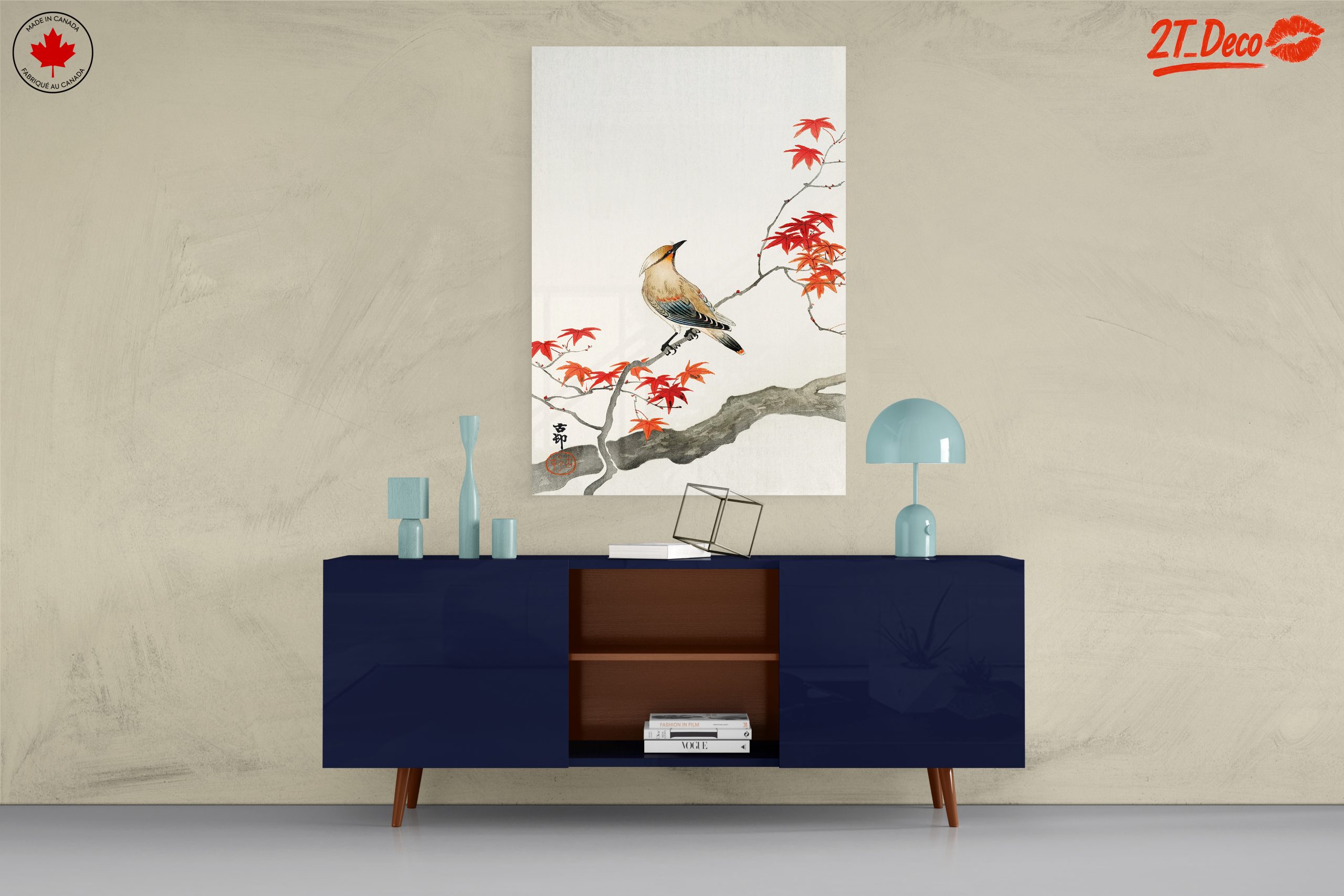 Elegant Bird on Colorful Maple Branch Art - Image 8