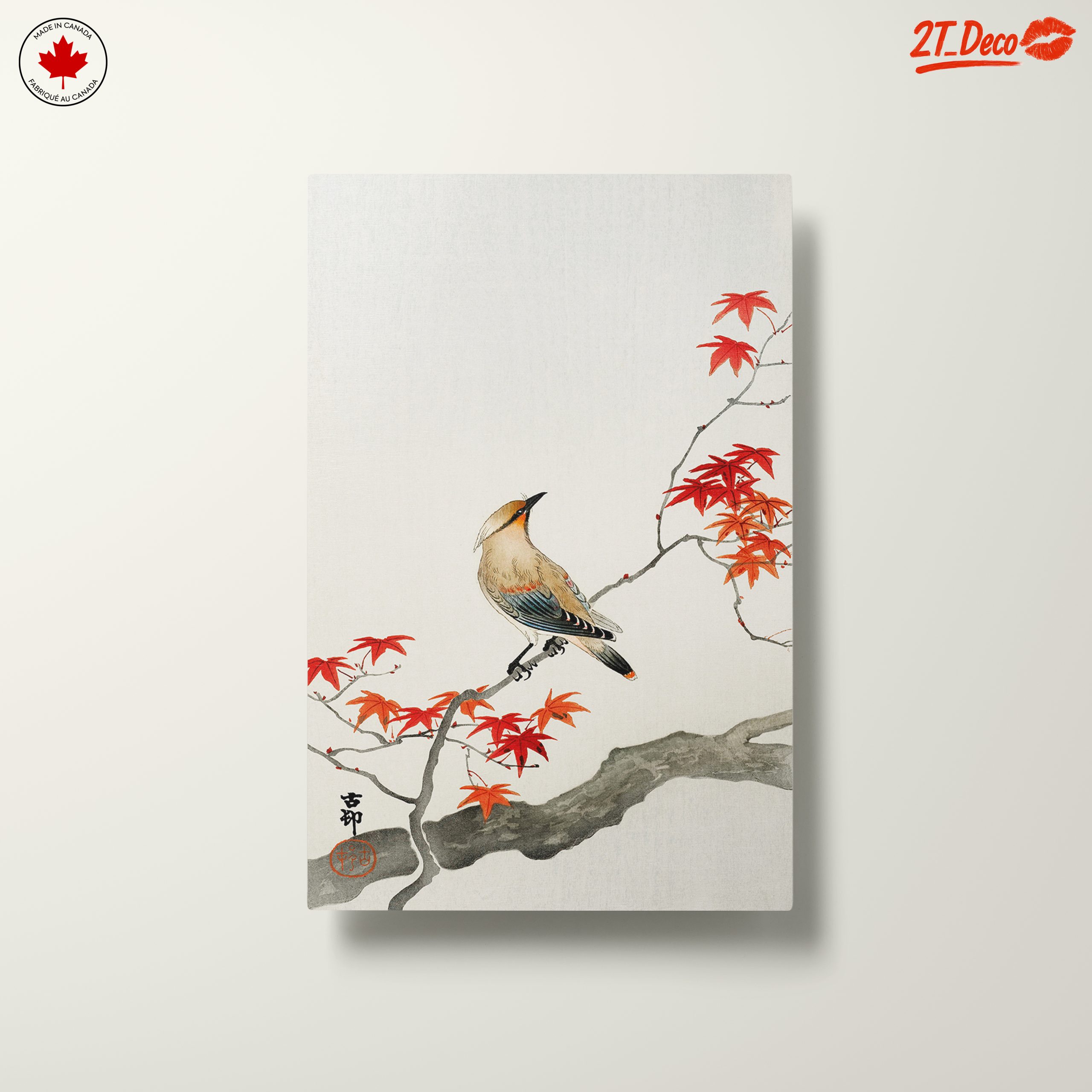 Elegant Bird on Colorful Maple Branch Art - Image 10