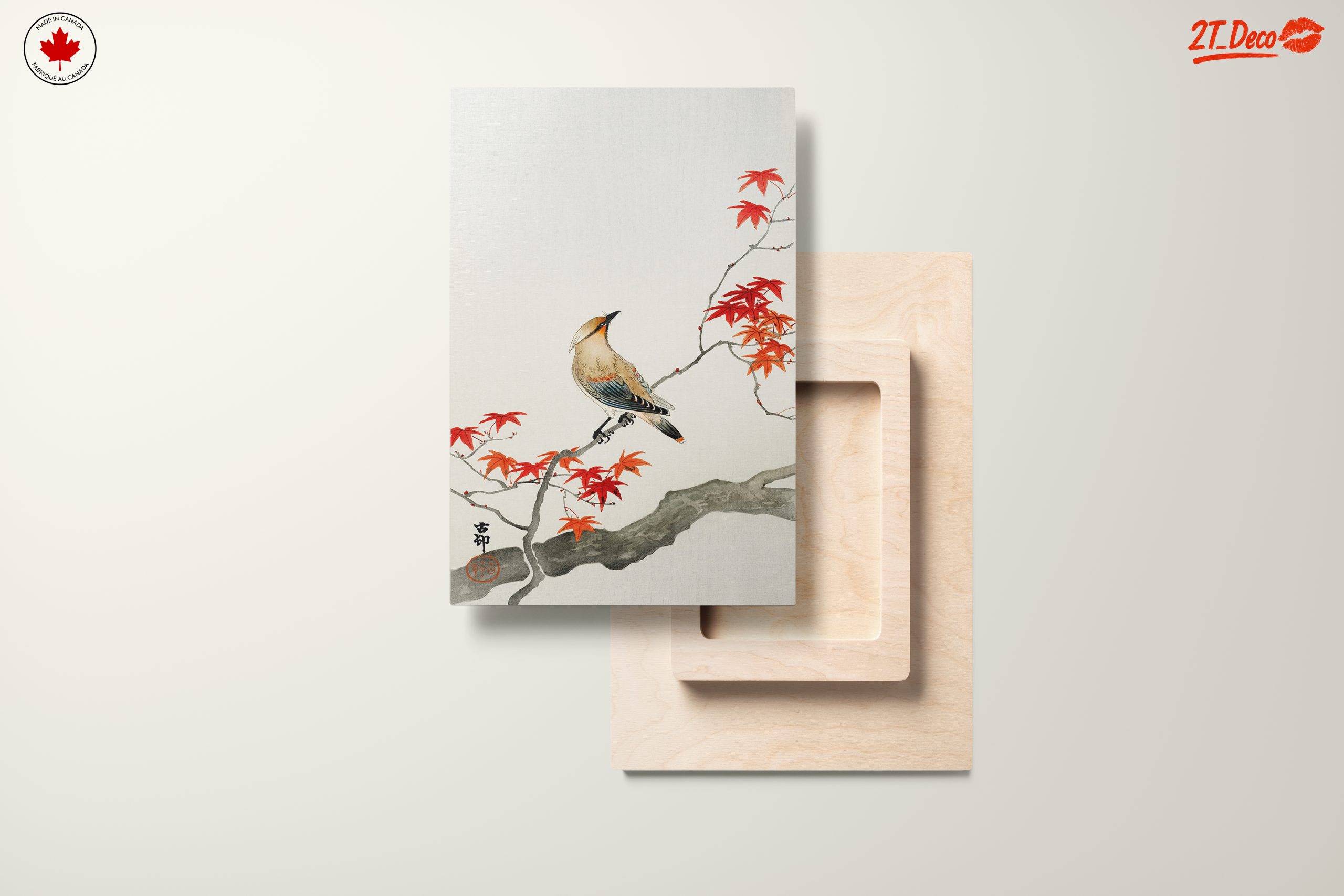 Elegant Bird on Colorful Maple Branch Art - Image 11