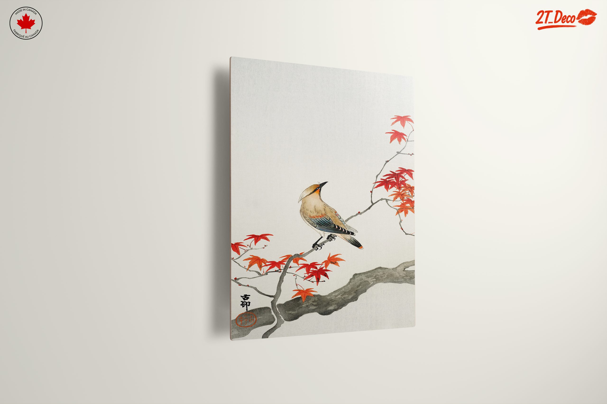 Elegant Bird on Colorful Maple Branch Art - Image 13