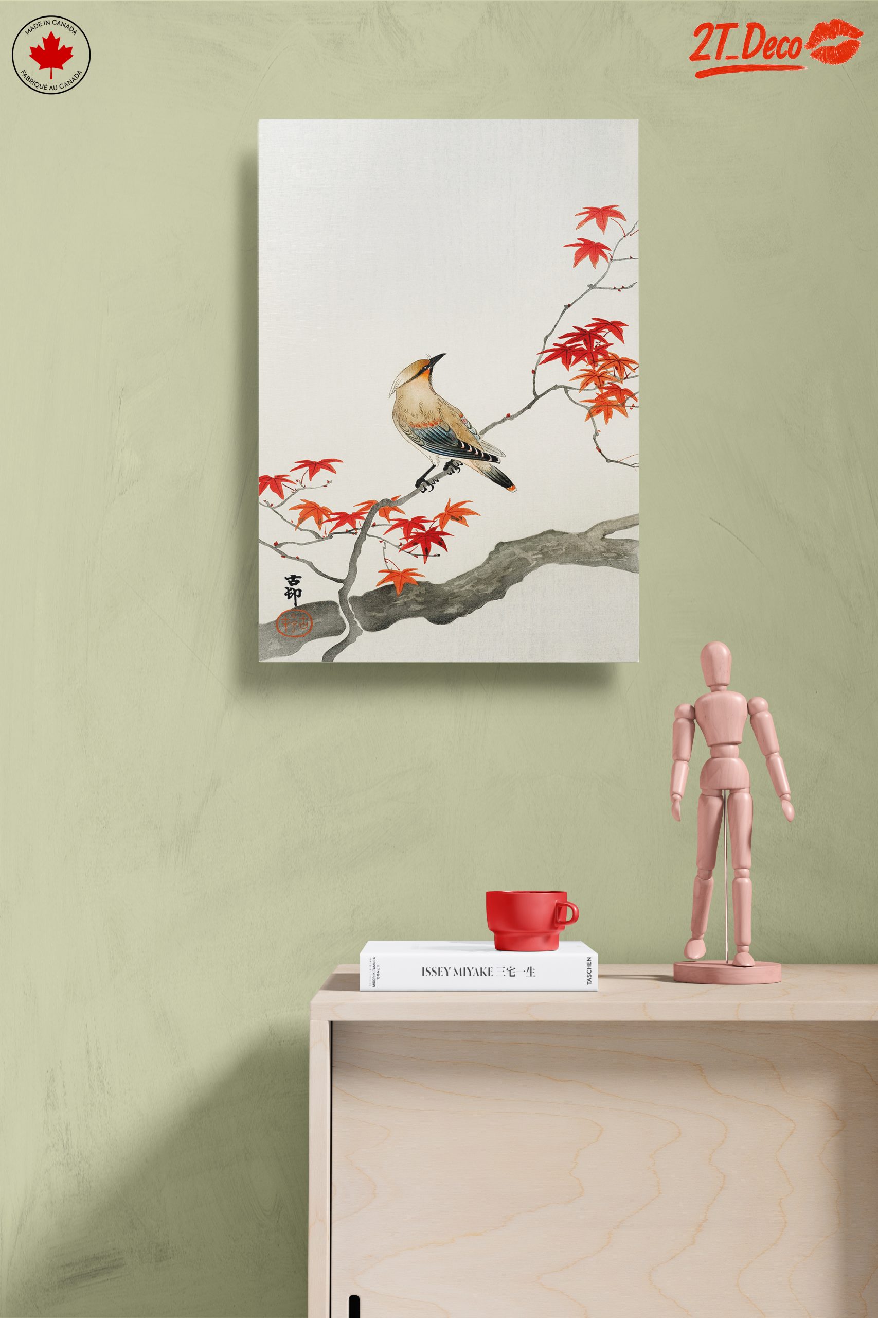 Elegant Bird on Colorful Maple Branch Art - Image 14