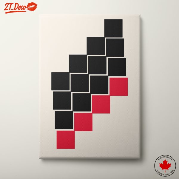 Geometric Abstract Art with Black and Red Shapes