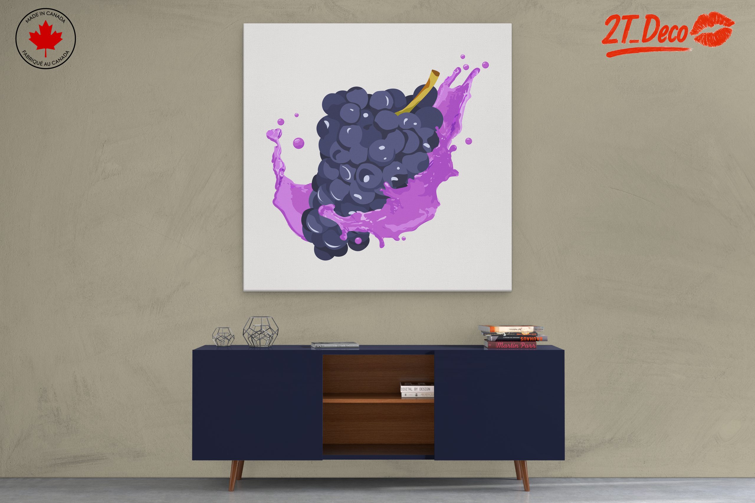 Vibrant Abstract Grapes Splash Artwork - Image 3