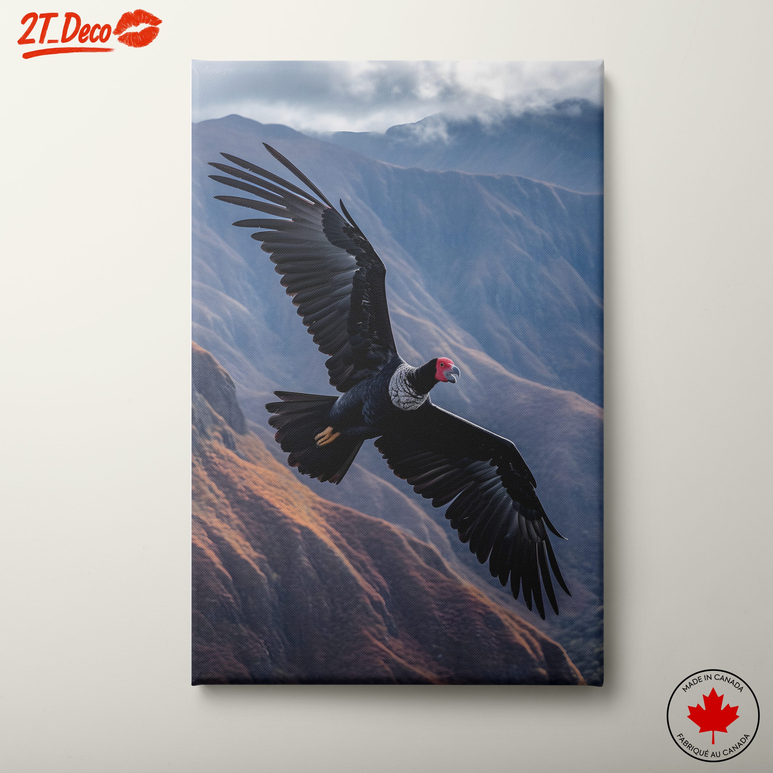 Majestic Bird in Flight Over Mountains
