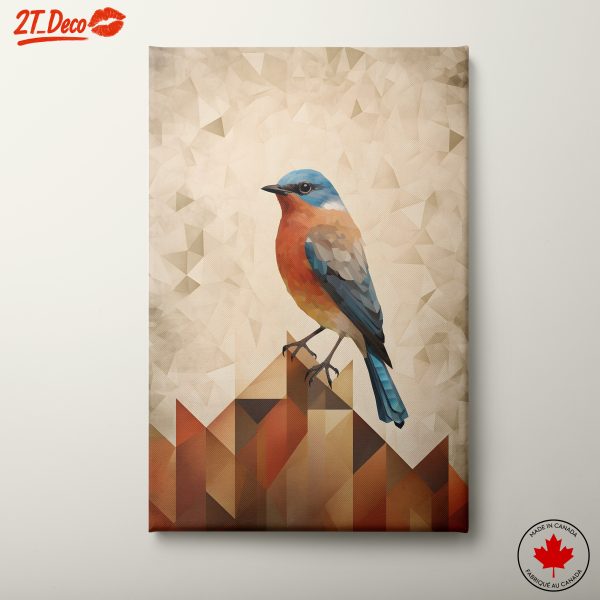 Stylized Bird on Vibrant Geometric Background