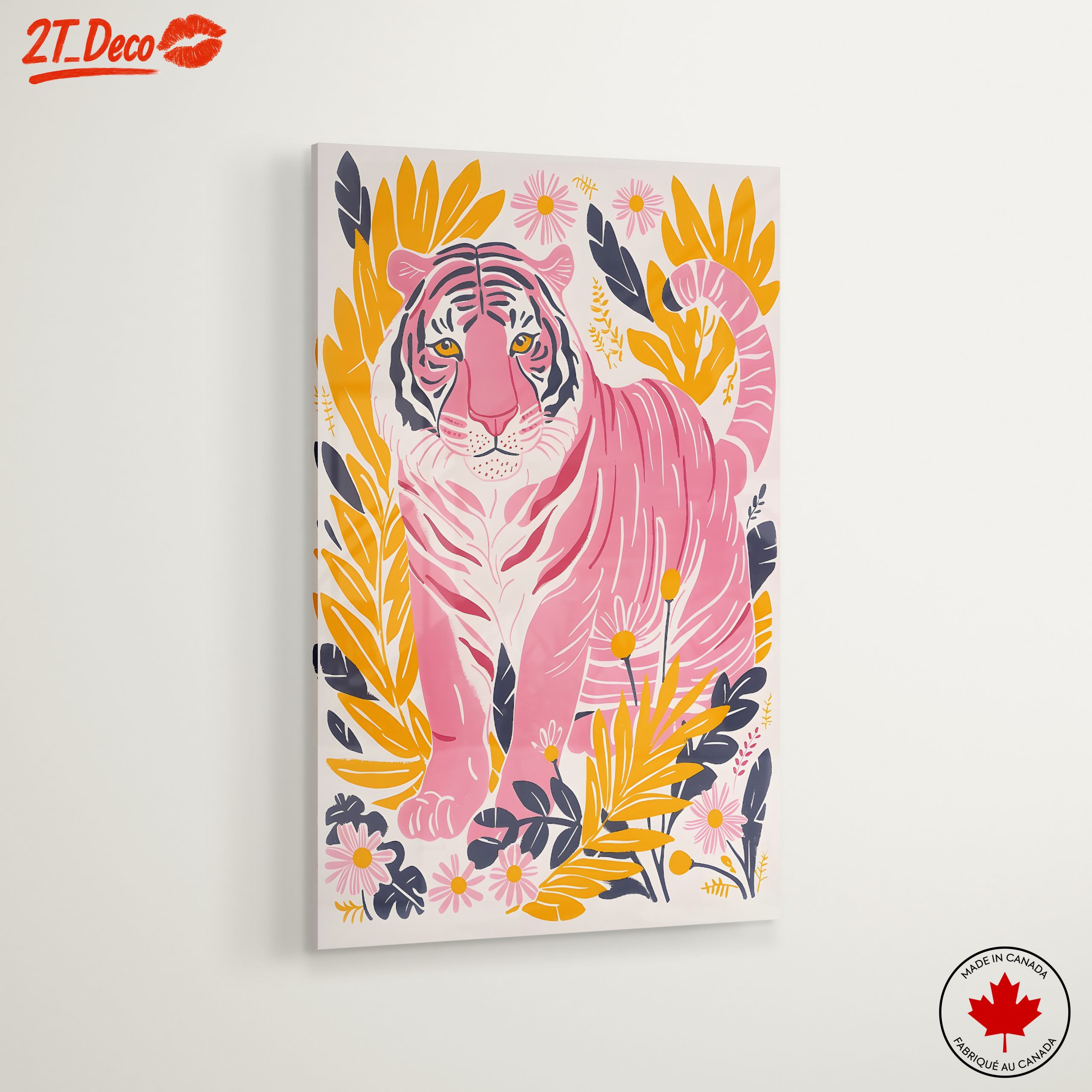 Charming Pink Tiger Among Floral Elements - Image 6