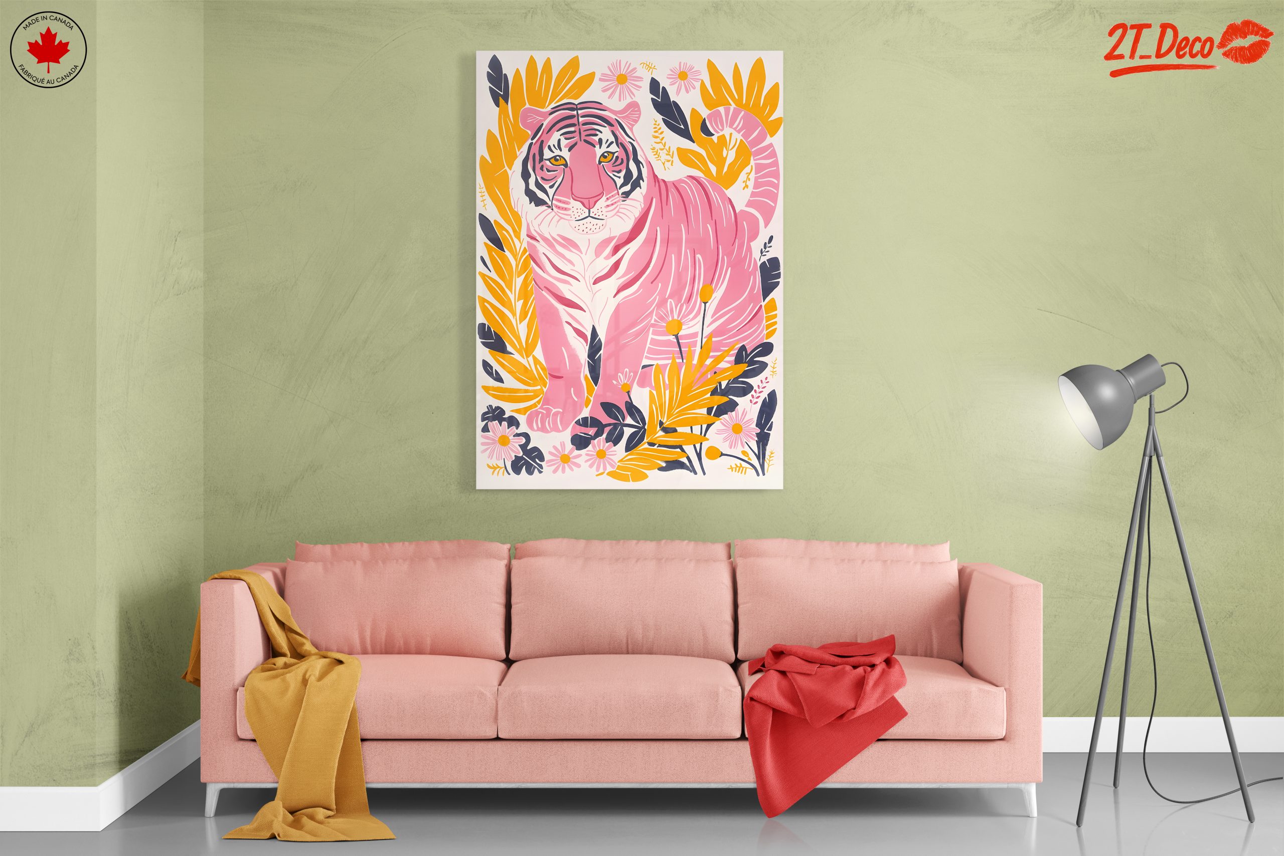 Charming Pink Tiger Among Floral Elements - Image 7