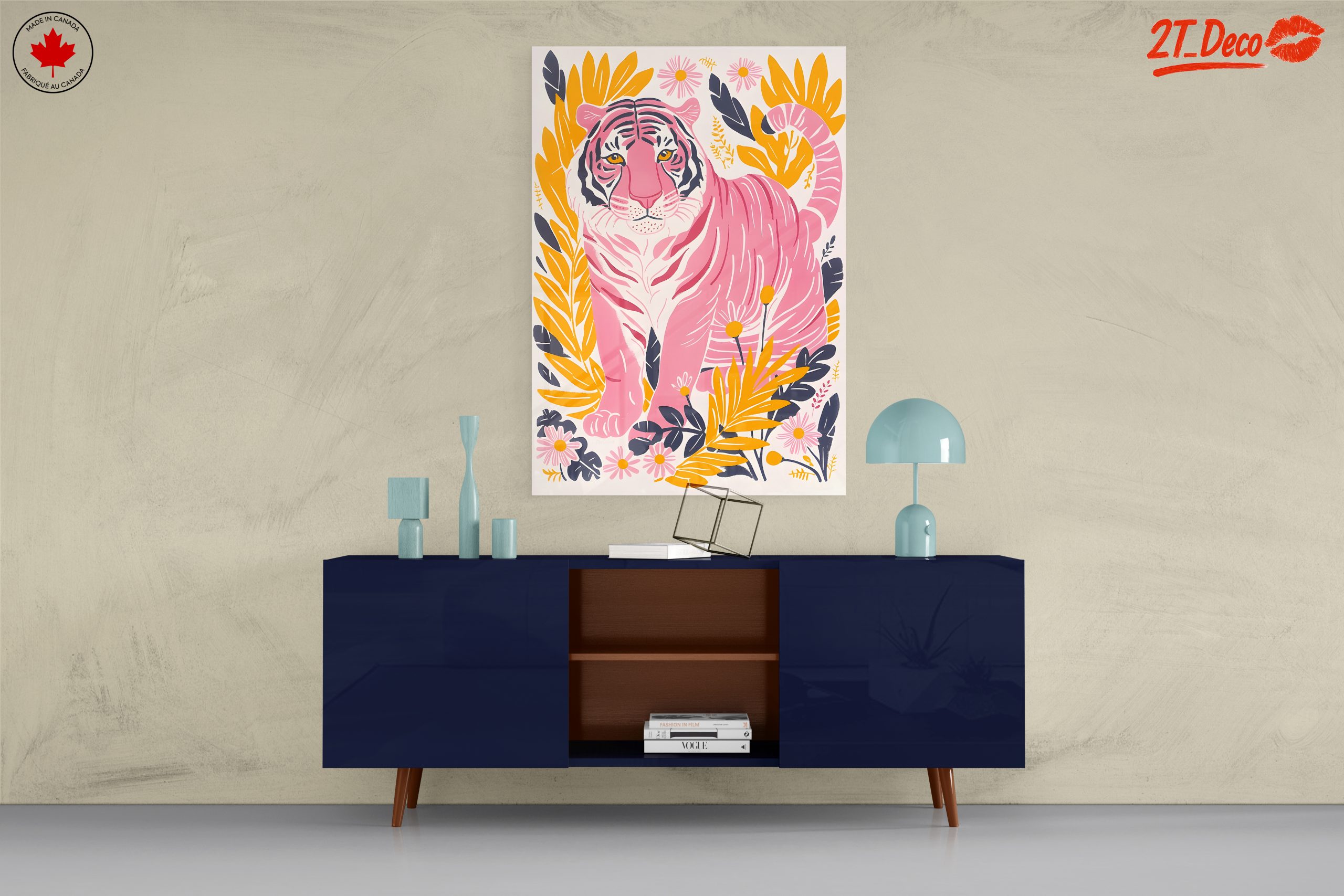 Charming Pink Tiger Among Floral Elements - Image 8