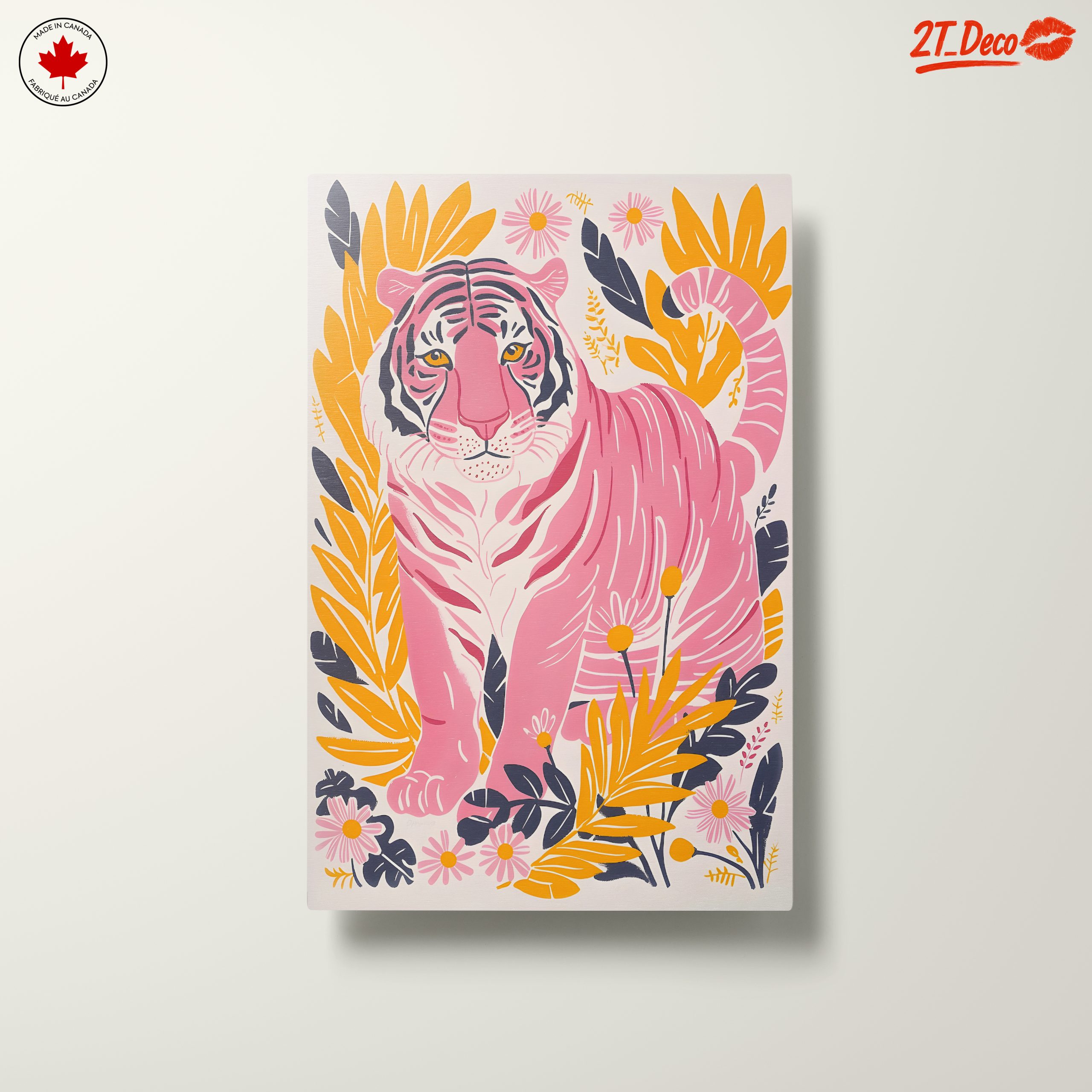 Charming Pink Tiger Among Floral Elements - Image 10