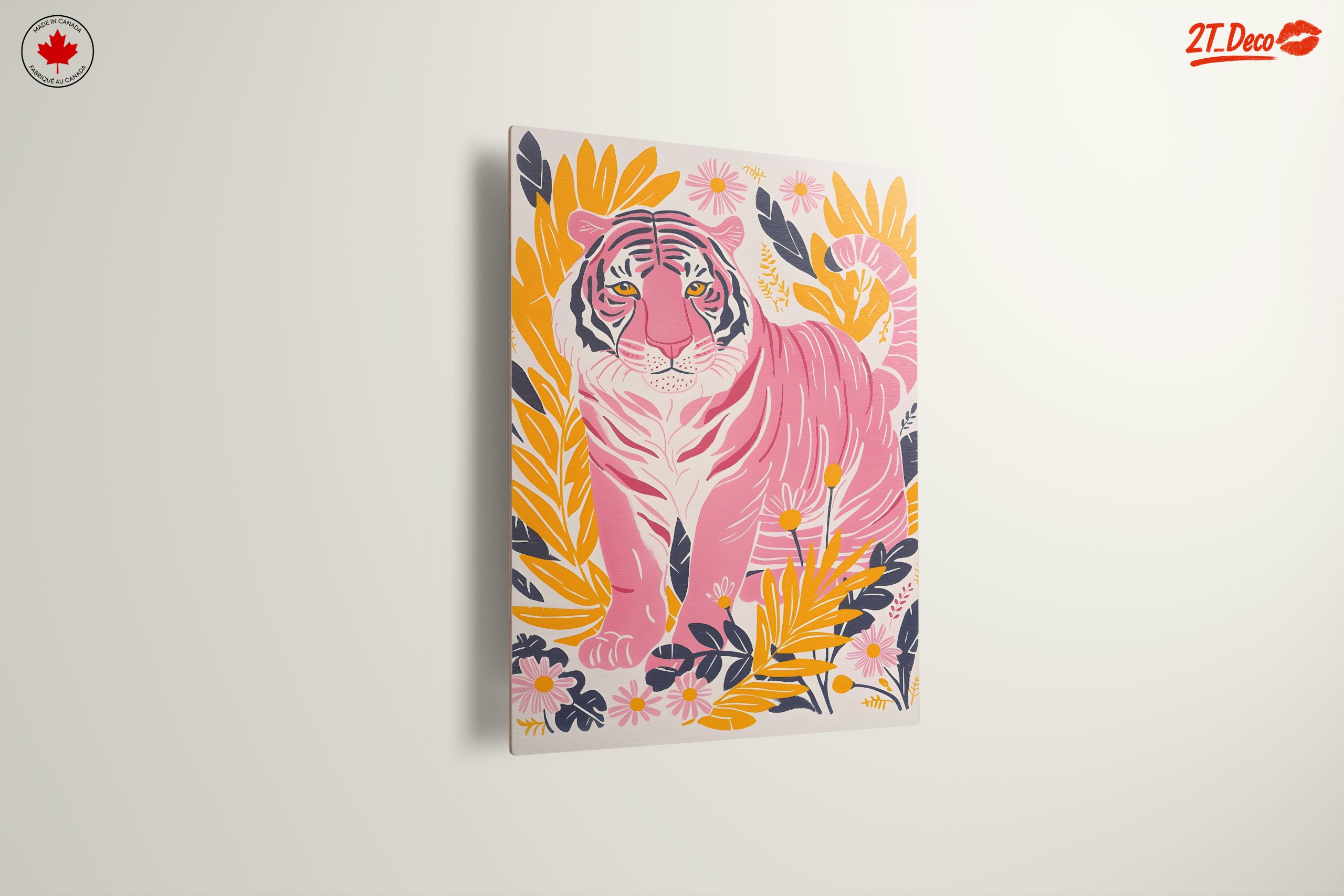 Charming Pink Tiger Among Floral Elements - Image 13