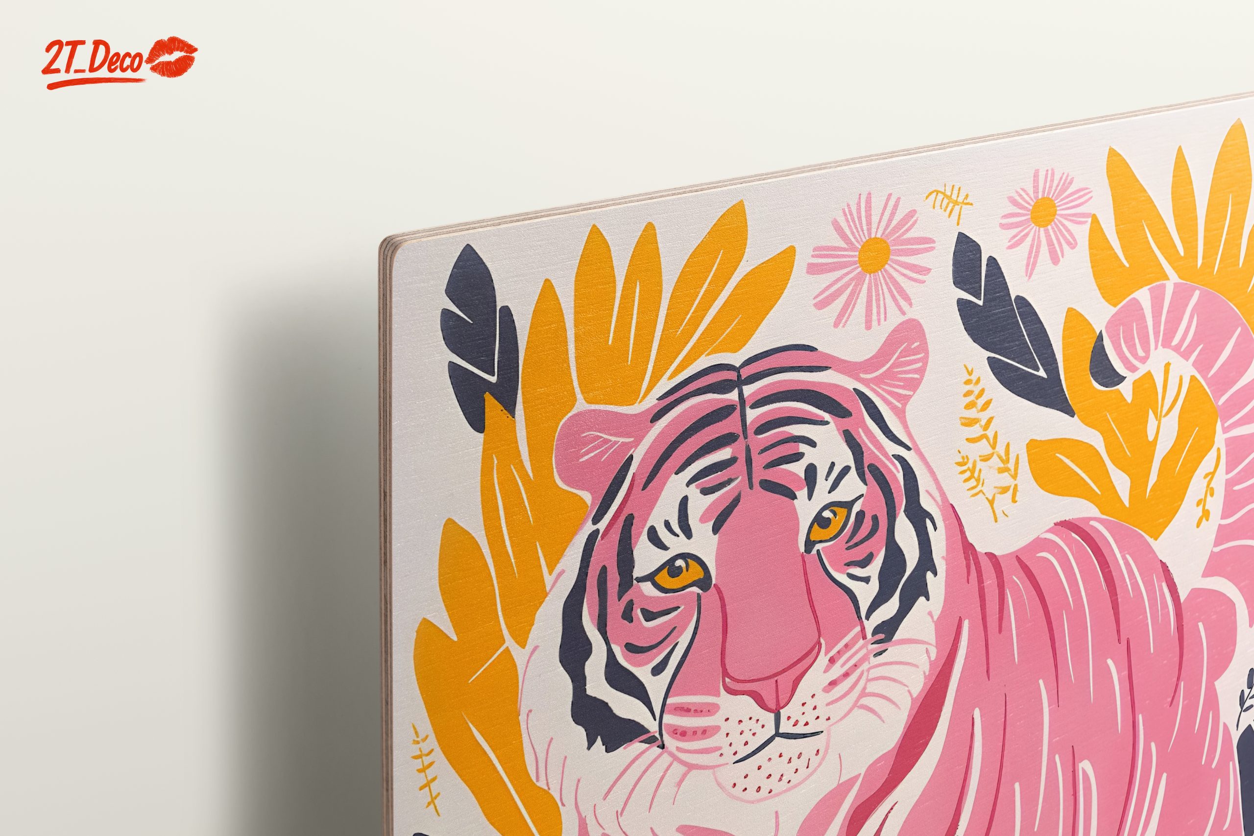 Charming Pink Tiger Among Floral Elements - Image 15
