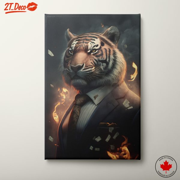 Stylized Tiger in Suit with Flames