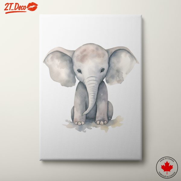 Adorable Grey Elephant Watercolor Art