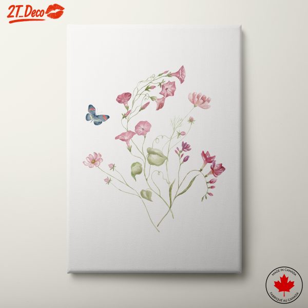 Delicate Floral Watercolor Art with Butterfly
