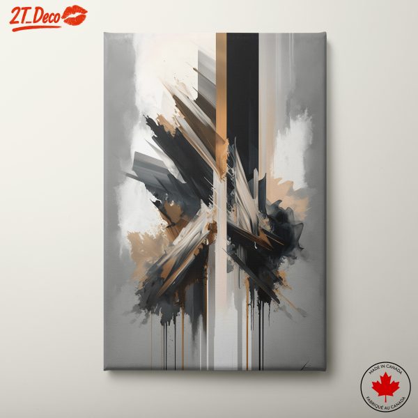 Abstract Composition with Bold Swaths of Black and Gold
