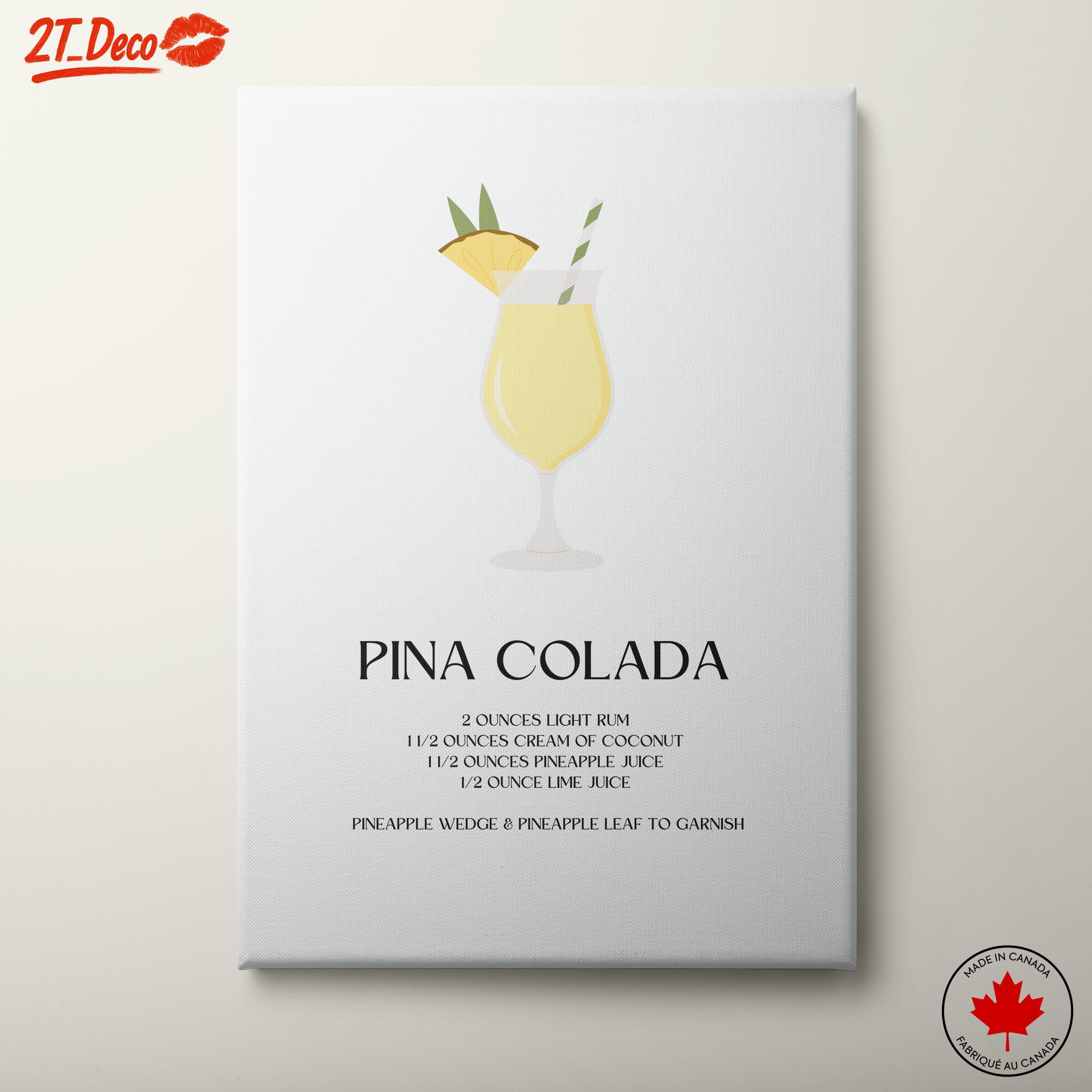 Pina Colada Cocktail Art for Refreshing Decor