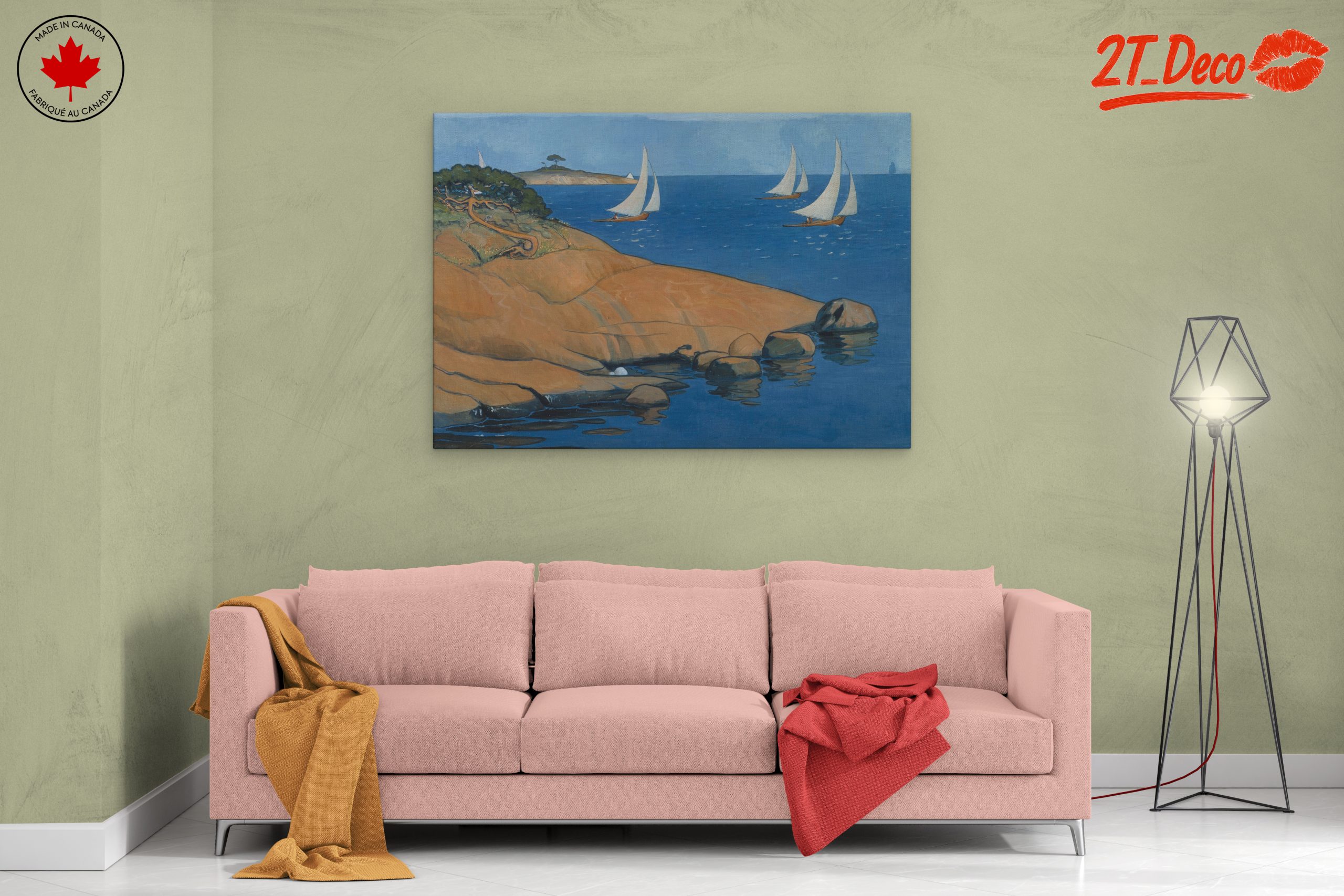 Stylized Sailboats on Ocean Waves - Image 2