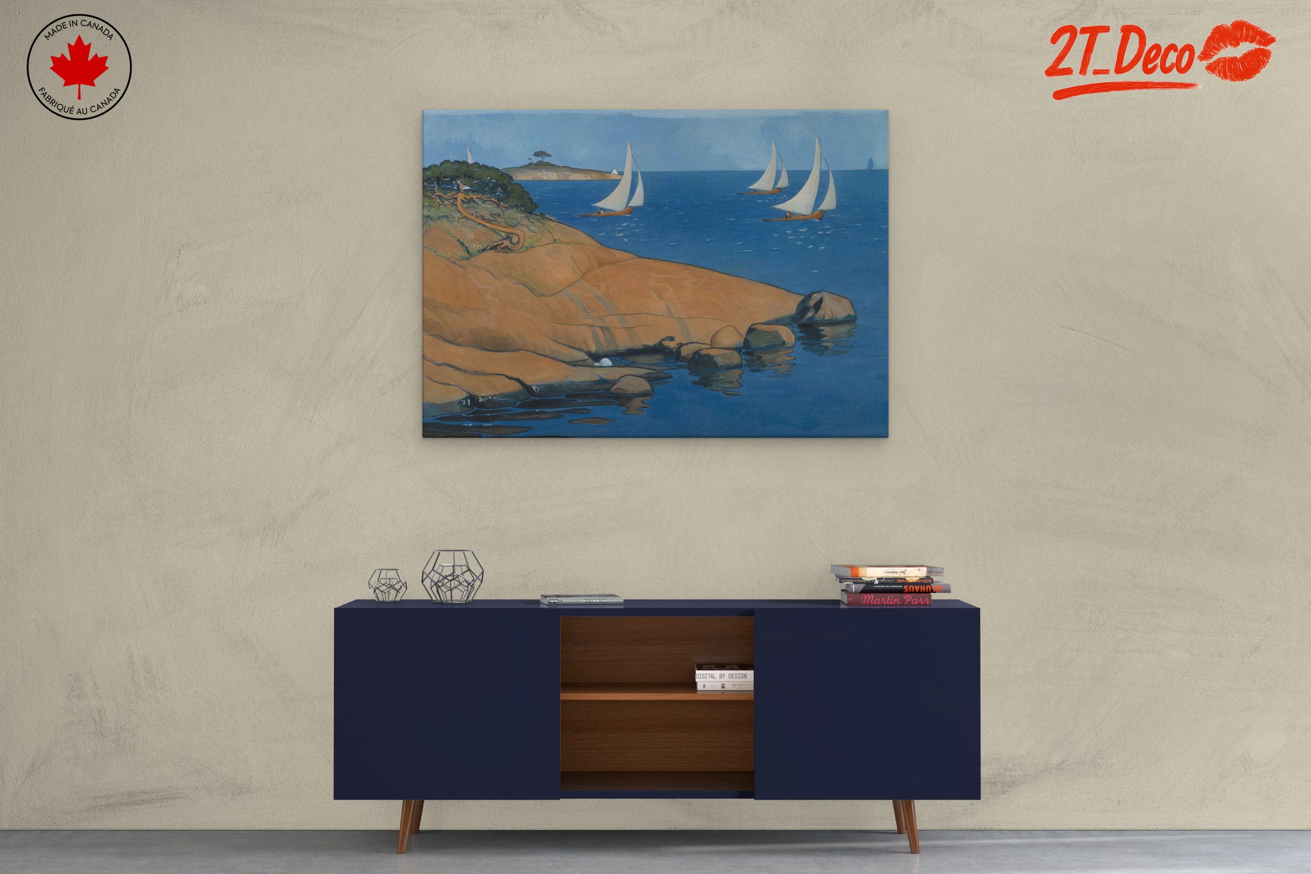 Stylized Sailboats on Ocean Waves - Image 3